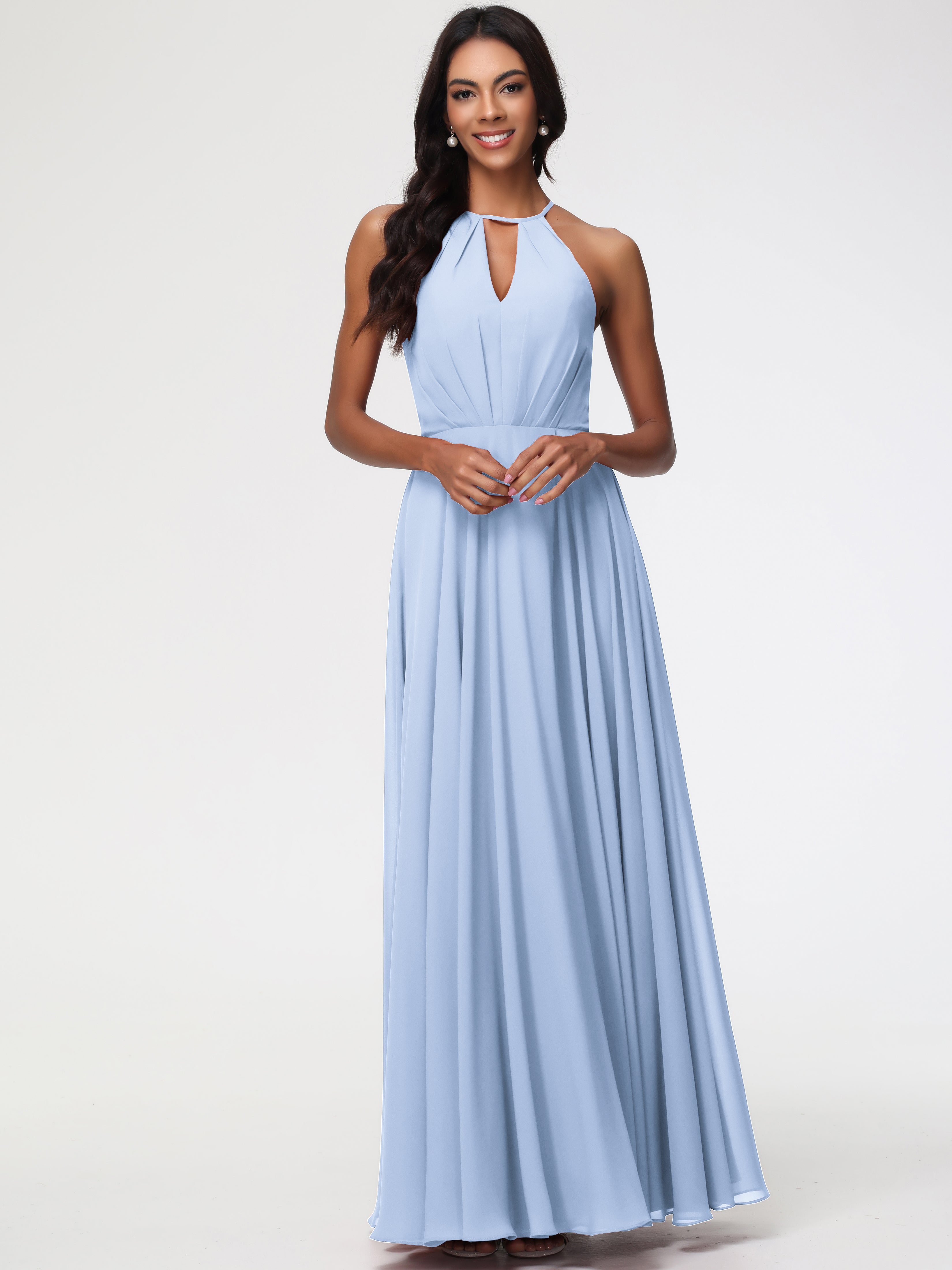 Halter A-Line Sleeveless Floor-Length Split Chiffon Bridesmaid Dresses (Copy)