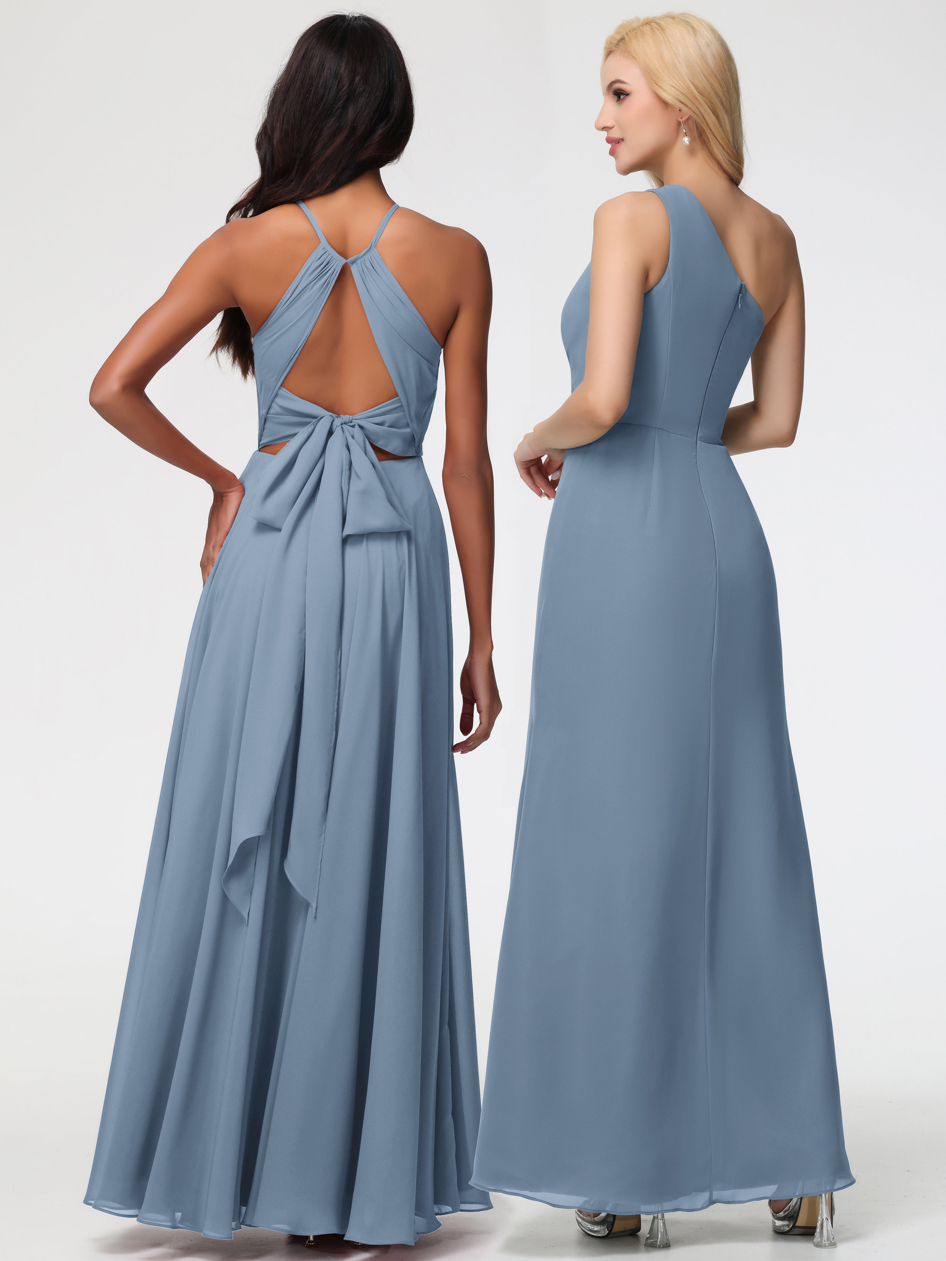 Halter A-Line Sleeveless Floor-Length Split Chiffon Bridesmaid Dresses (Copy)