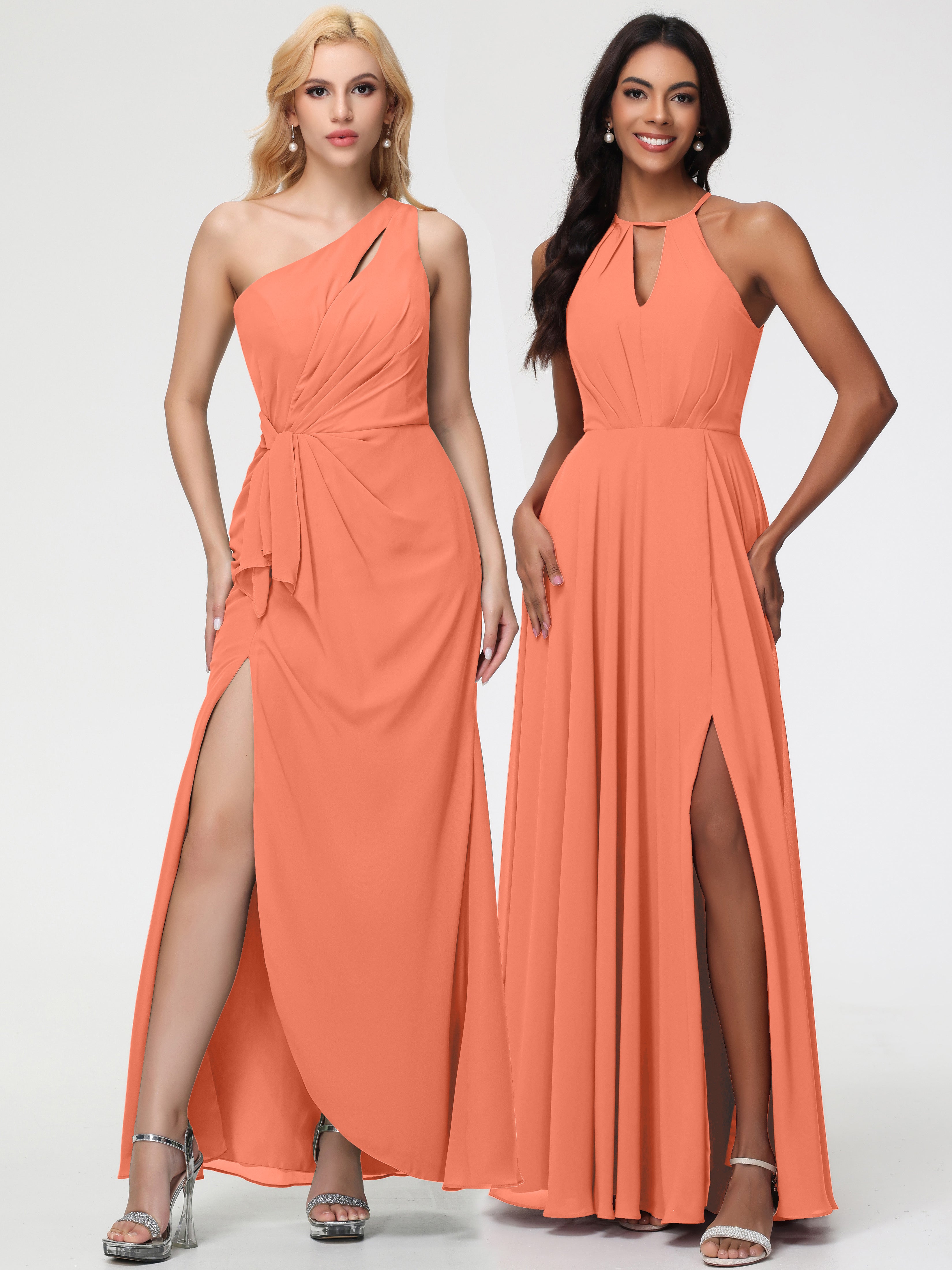 Halter A-Line Sleeveless Floor-Length Split Chiffon Bridesmaid Dresses (Copy)