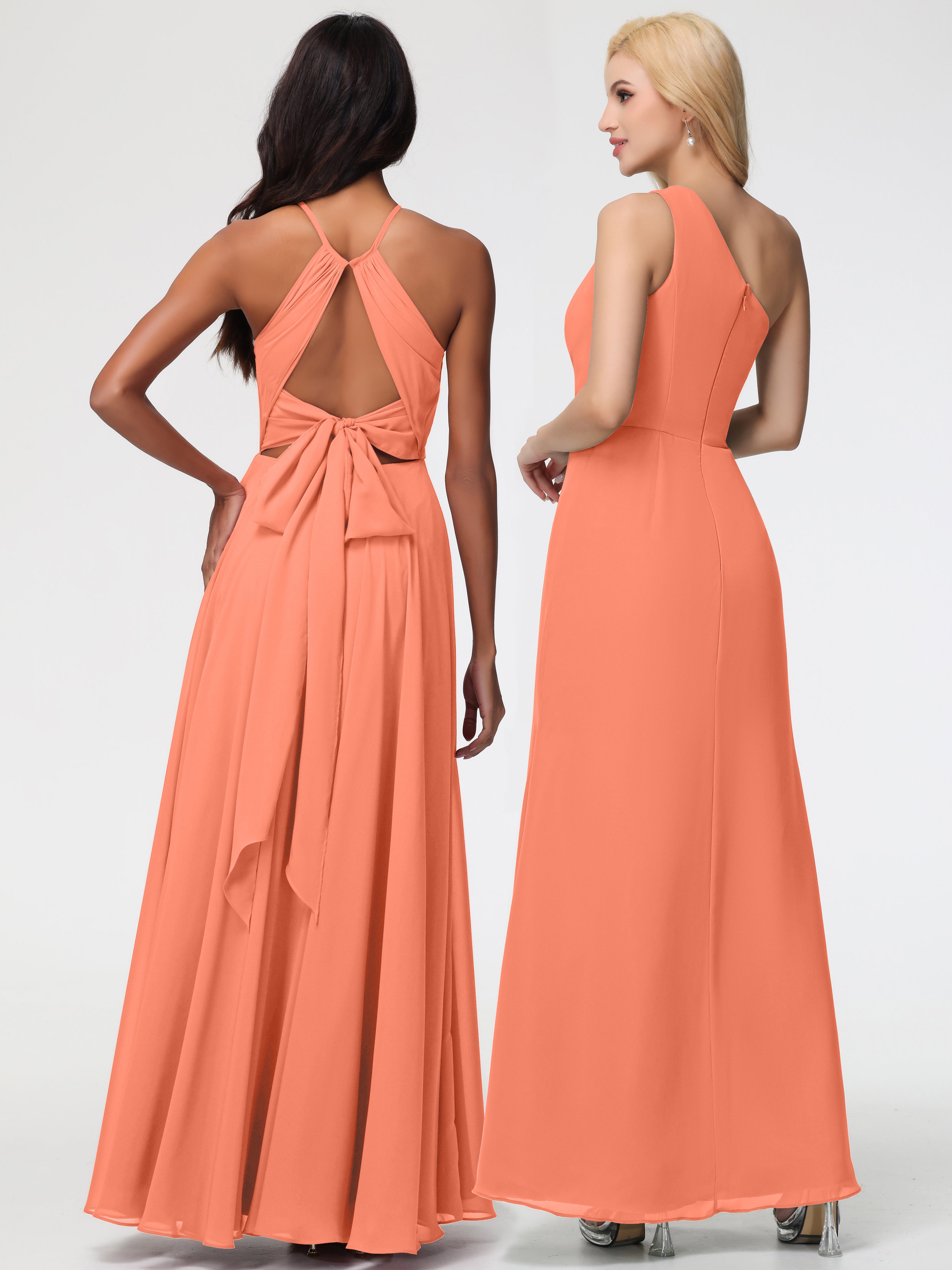 Halter A-Line Sleeveless Floor-Length Split Chiffon Bridesmaid Dresses (Copy)