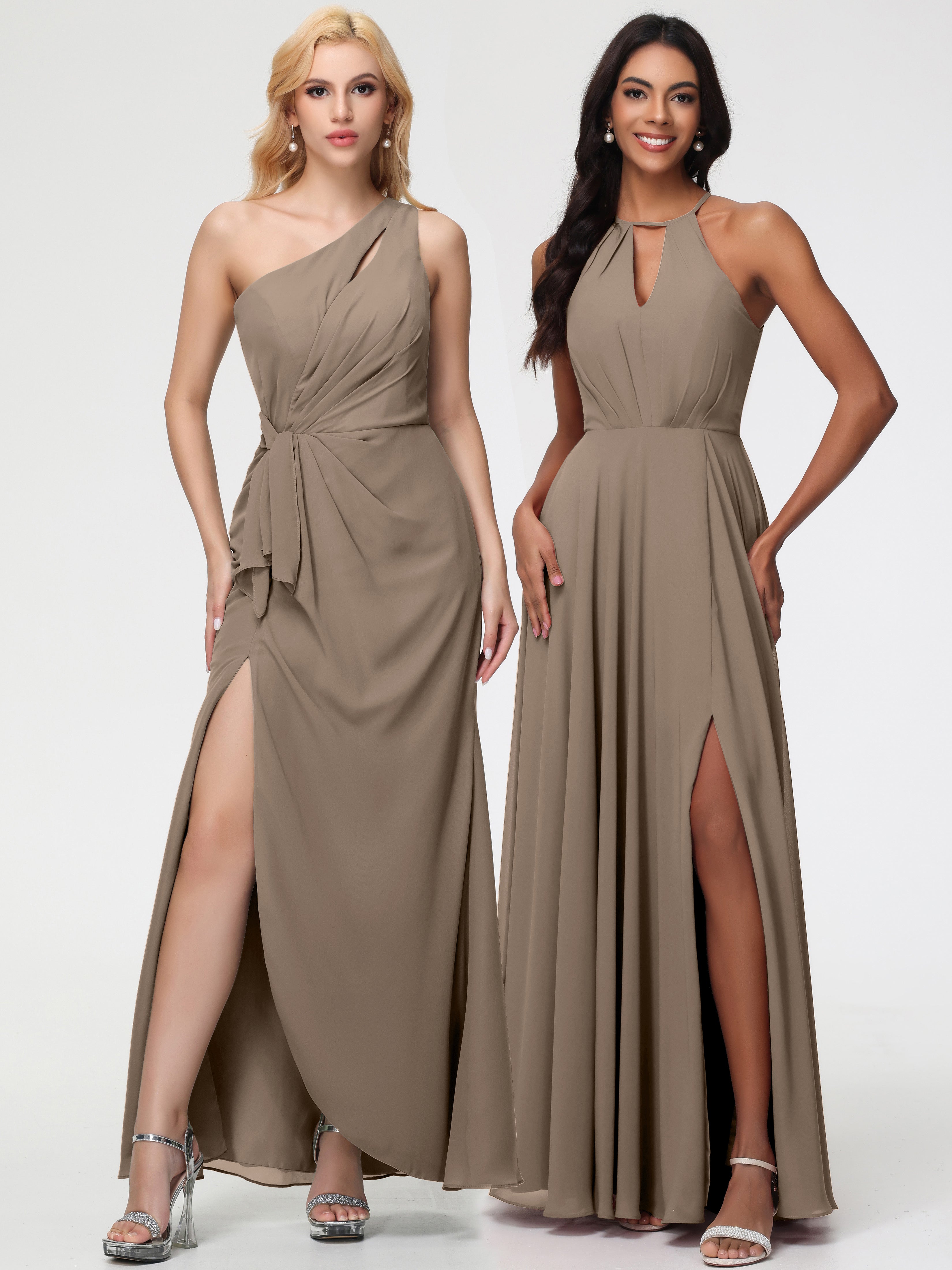 Halter A-Line Sleeveless Floor-Length Split Chiffon Bridesmaid Dresses (Copy)