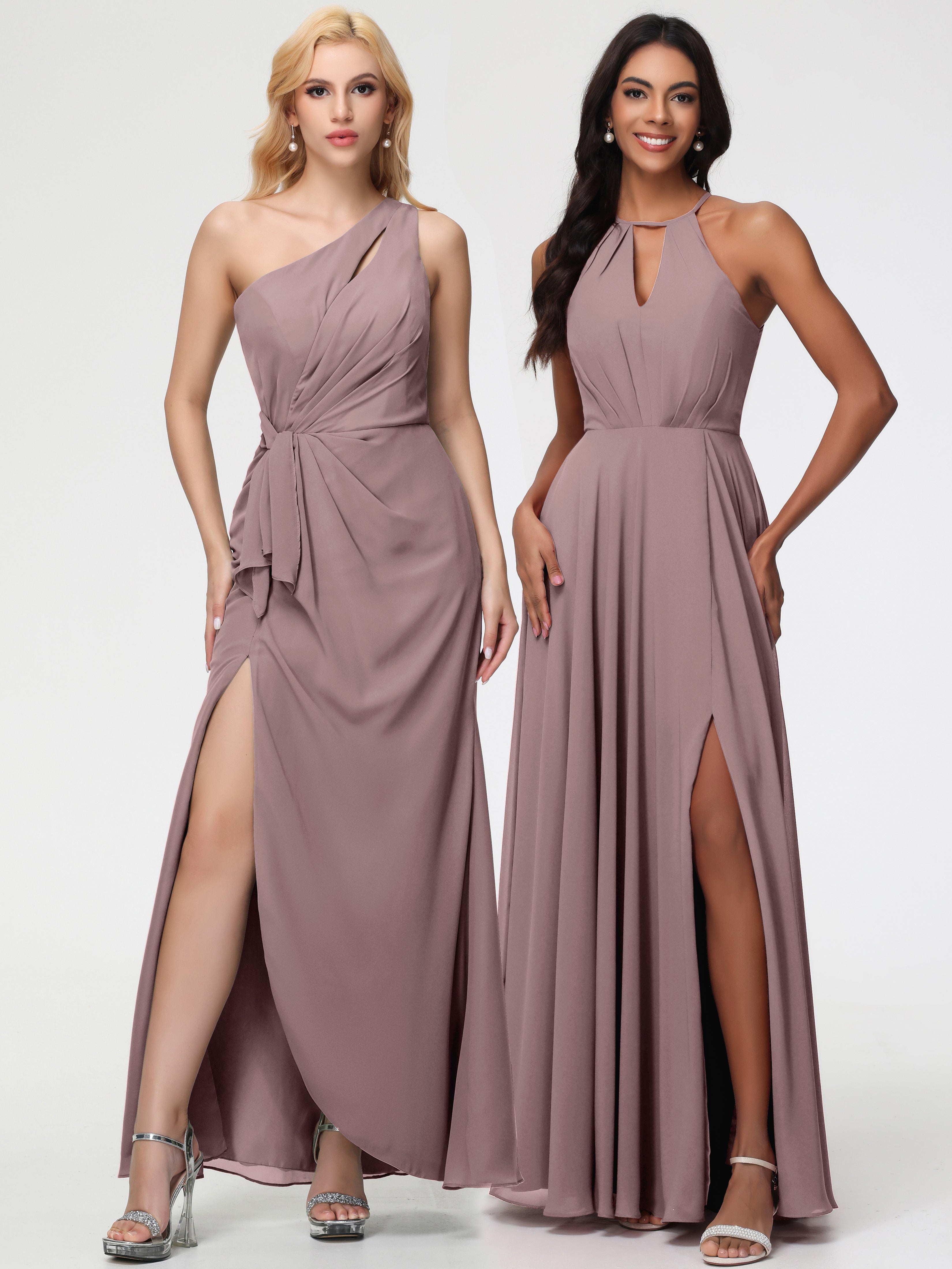 Halter A-Line Sleeveless Floor-Length Split Chiffon Bridesmaid Dresses (Copy)