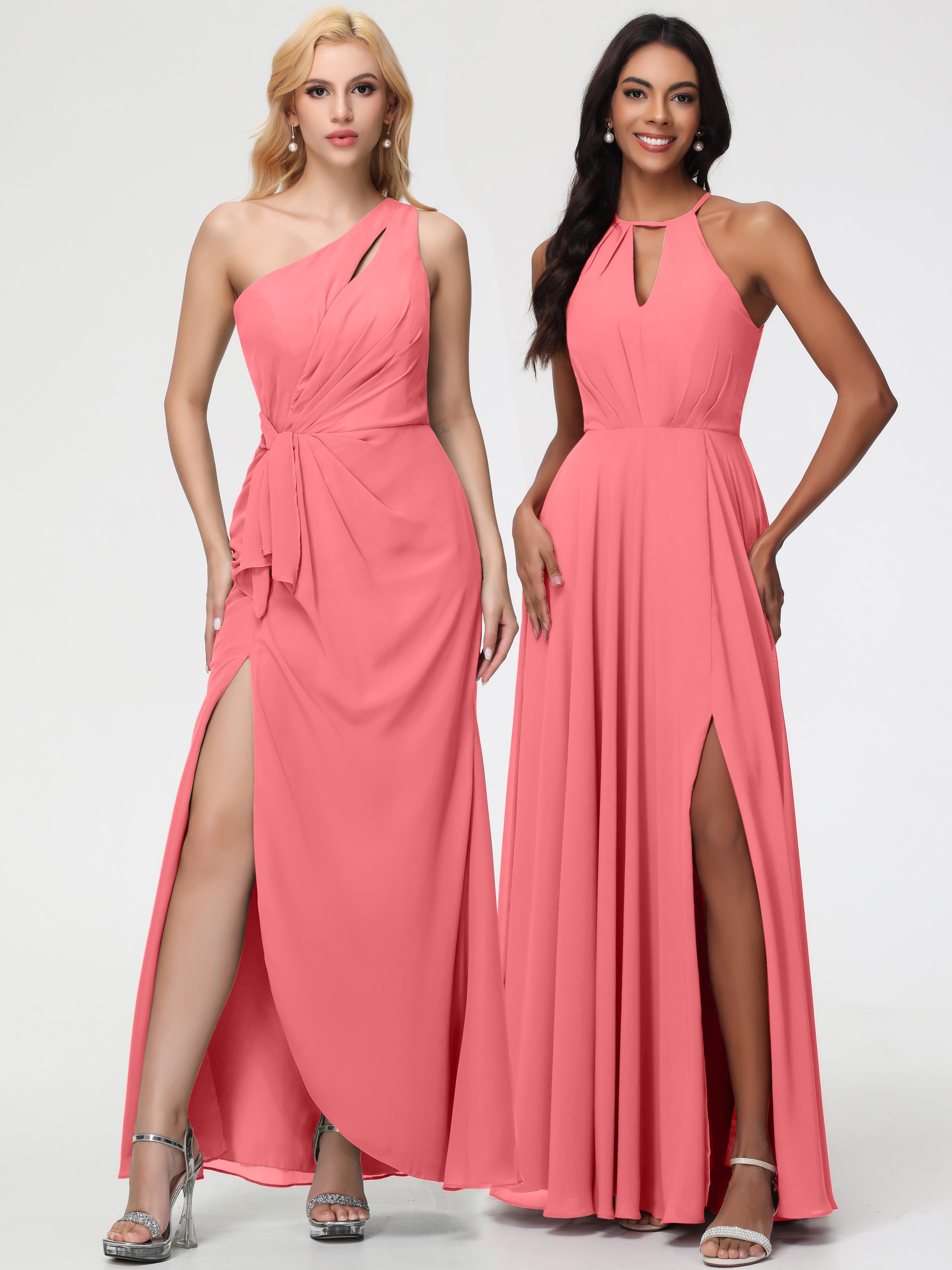 Halter A-Line Sleeveless Floor-Length Split Chiffon Bridesmaid Dresses (Copy)