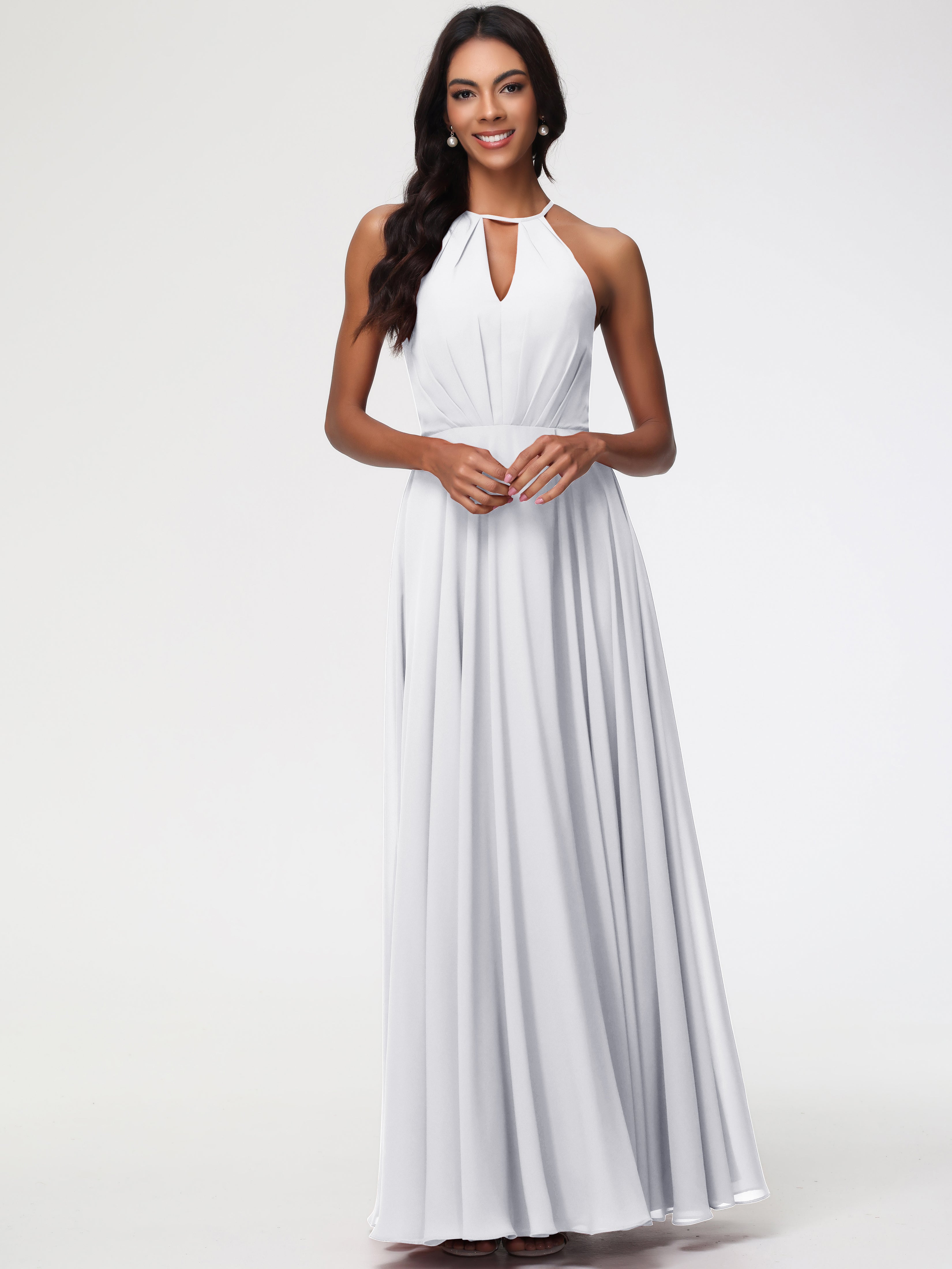 Halter A-Line Sleeveless Floor-Length Split Chiffon Bridesmaid Dresses (Copy)