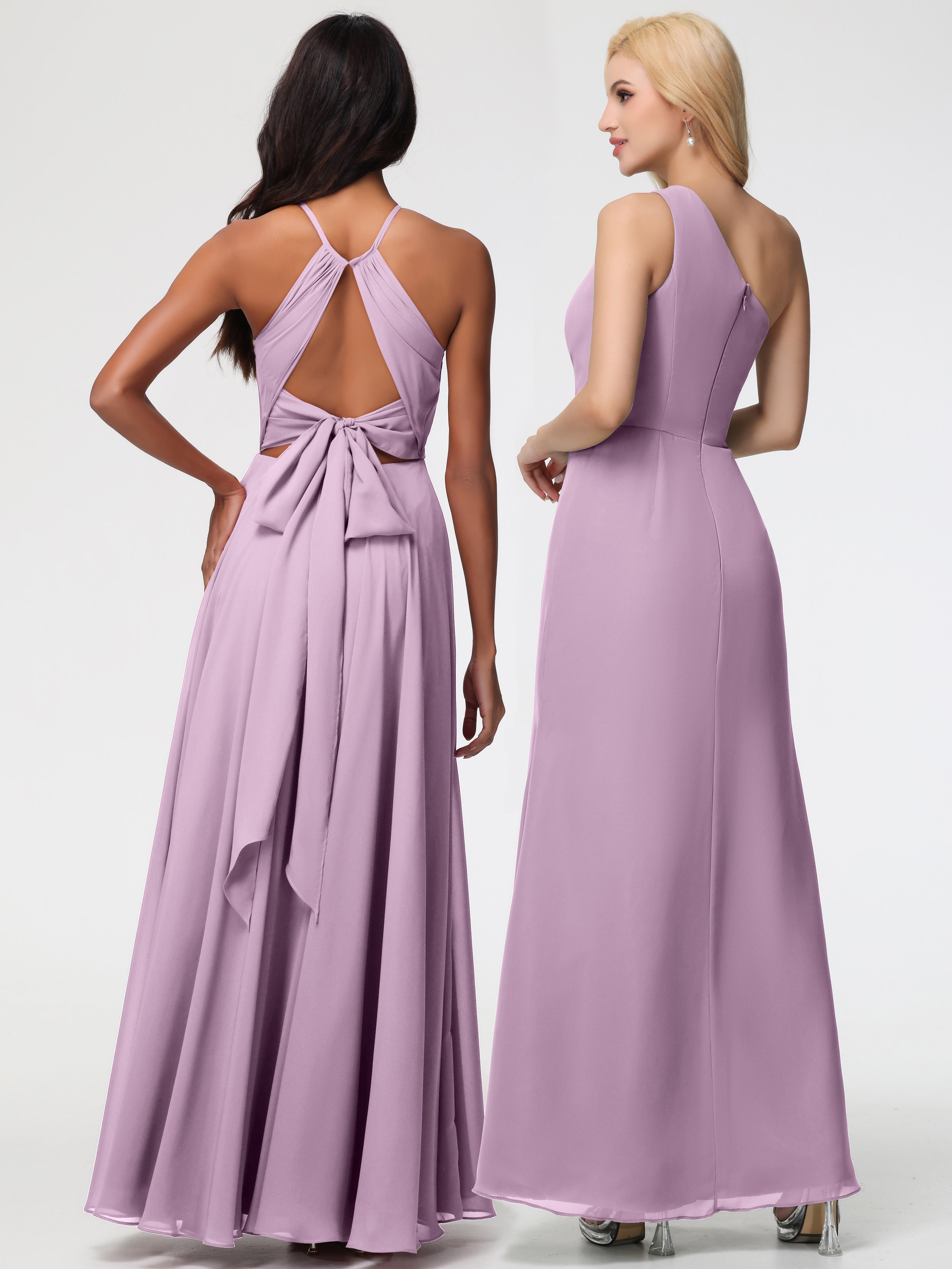 Halter A-Line Sleeveless Floor-Length Split Chiffon Bridesmaid Dresses (Copy)