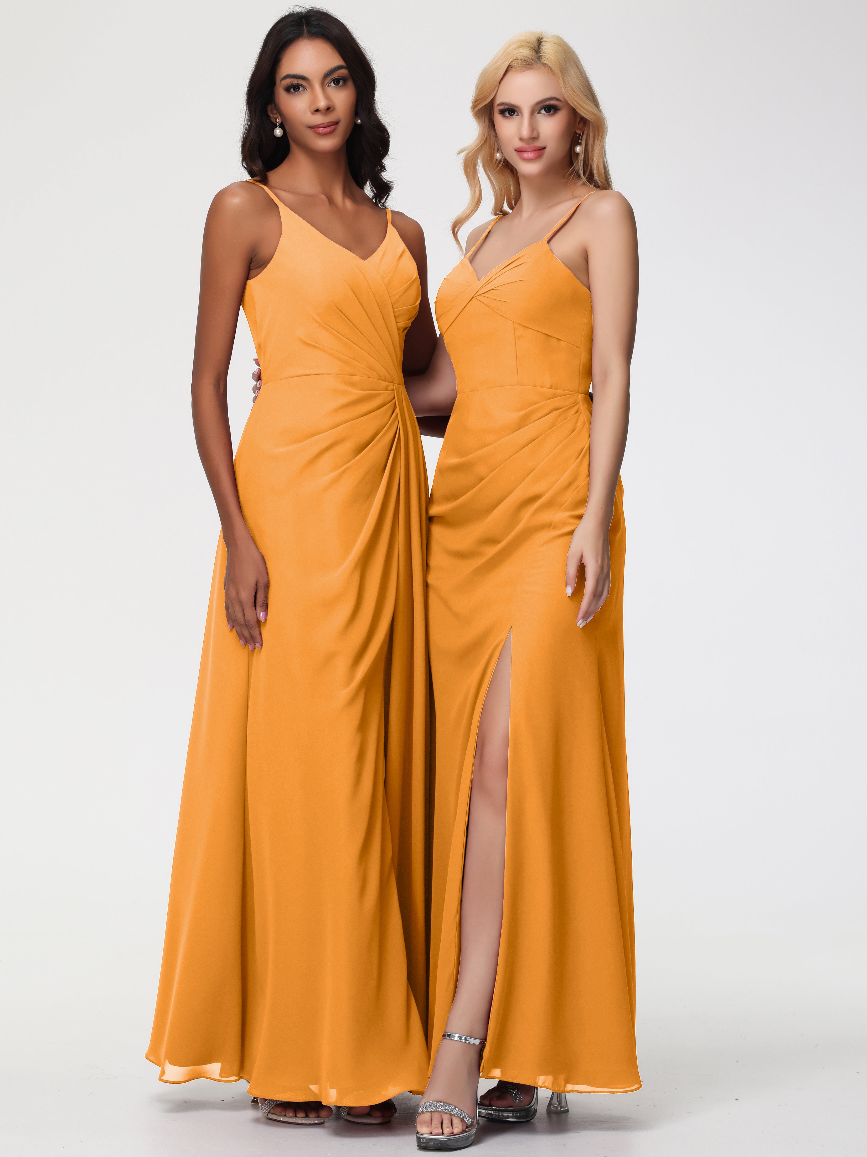 V-Neck A-Line Sleeveless Spaghetti Straps Chiffon Bridesmaid Dresses With Split (Copy)