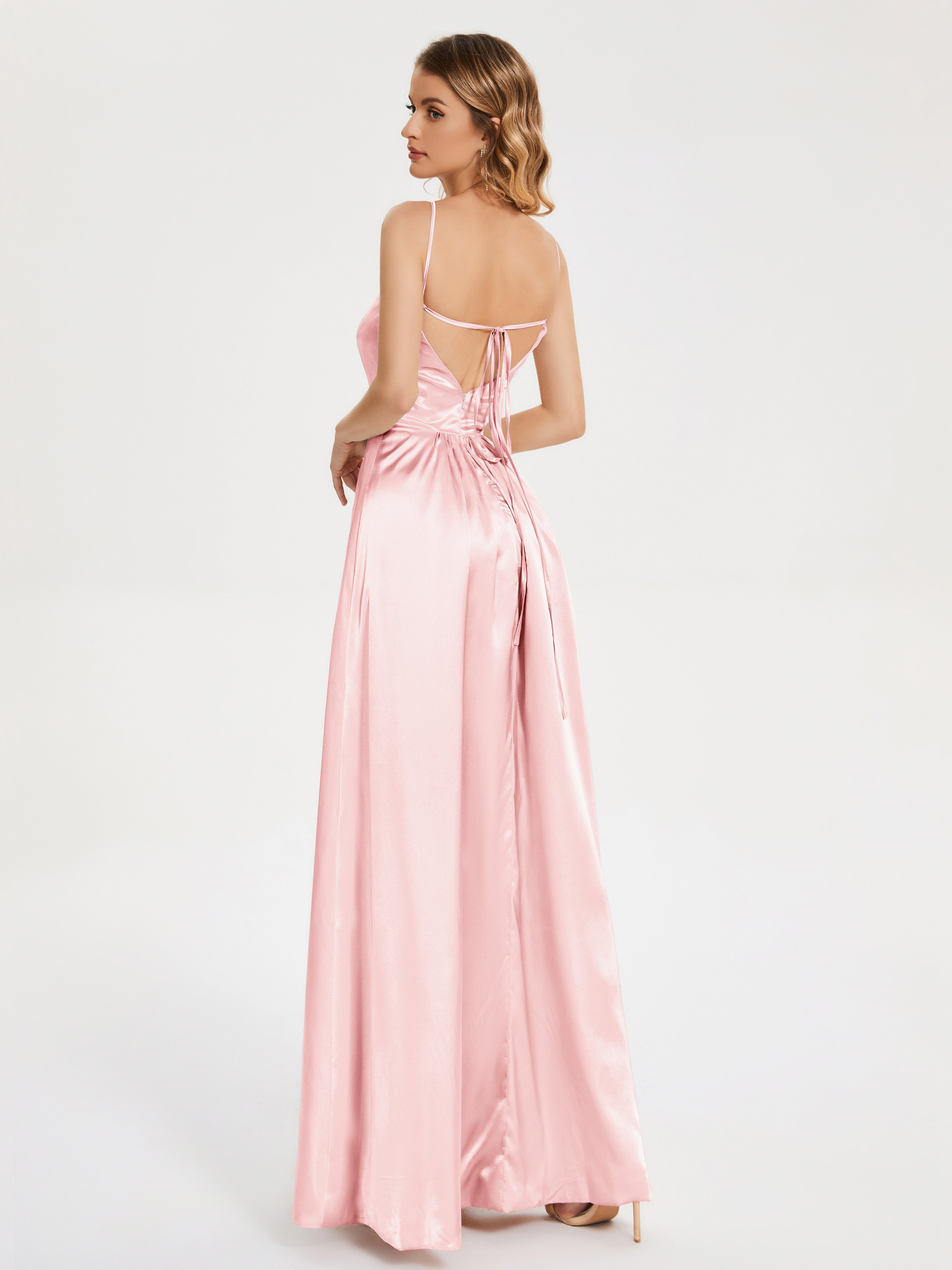 Split Soft Satin Party Dresses