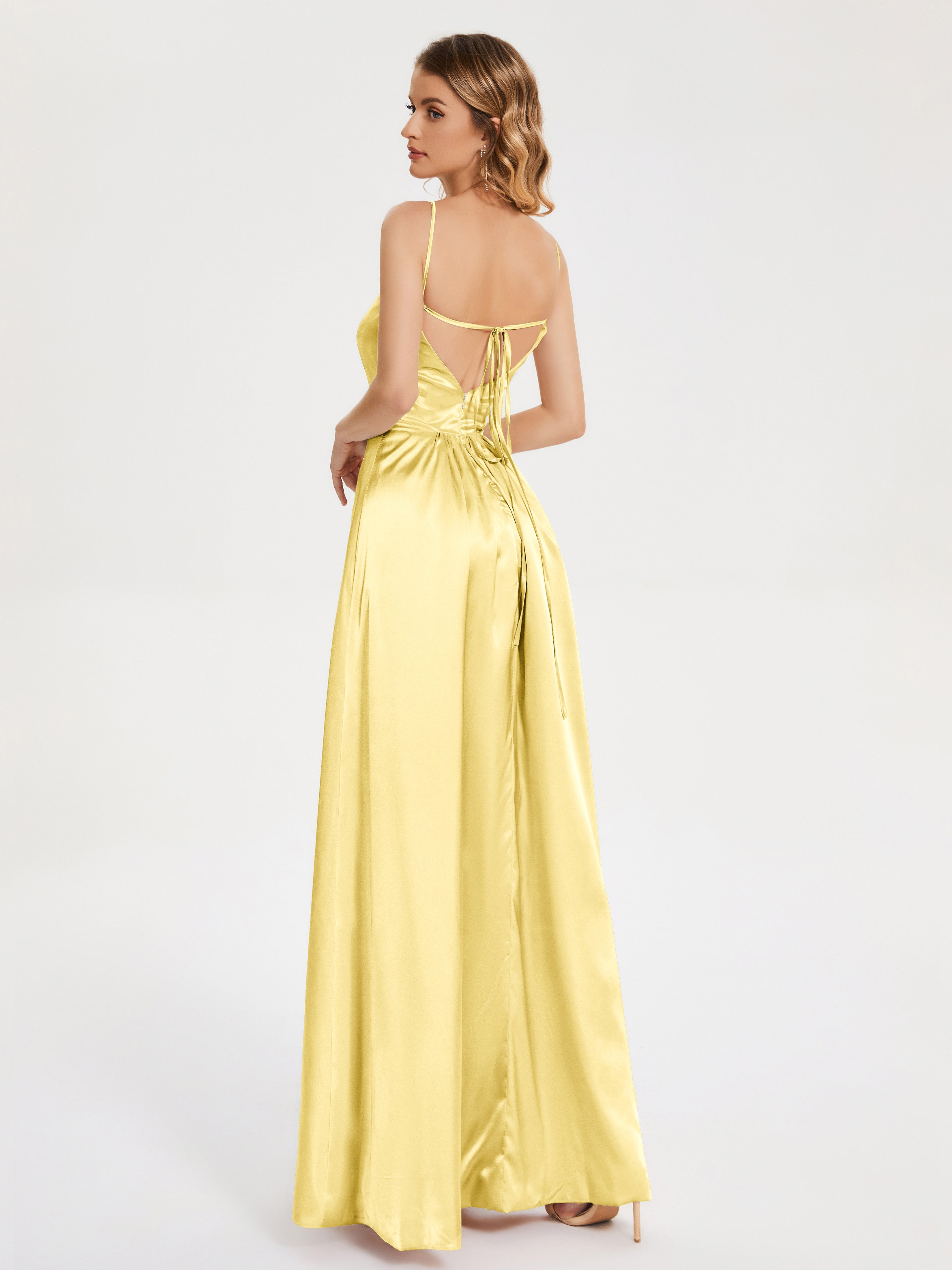 Split Soft Satin Party Dresses