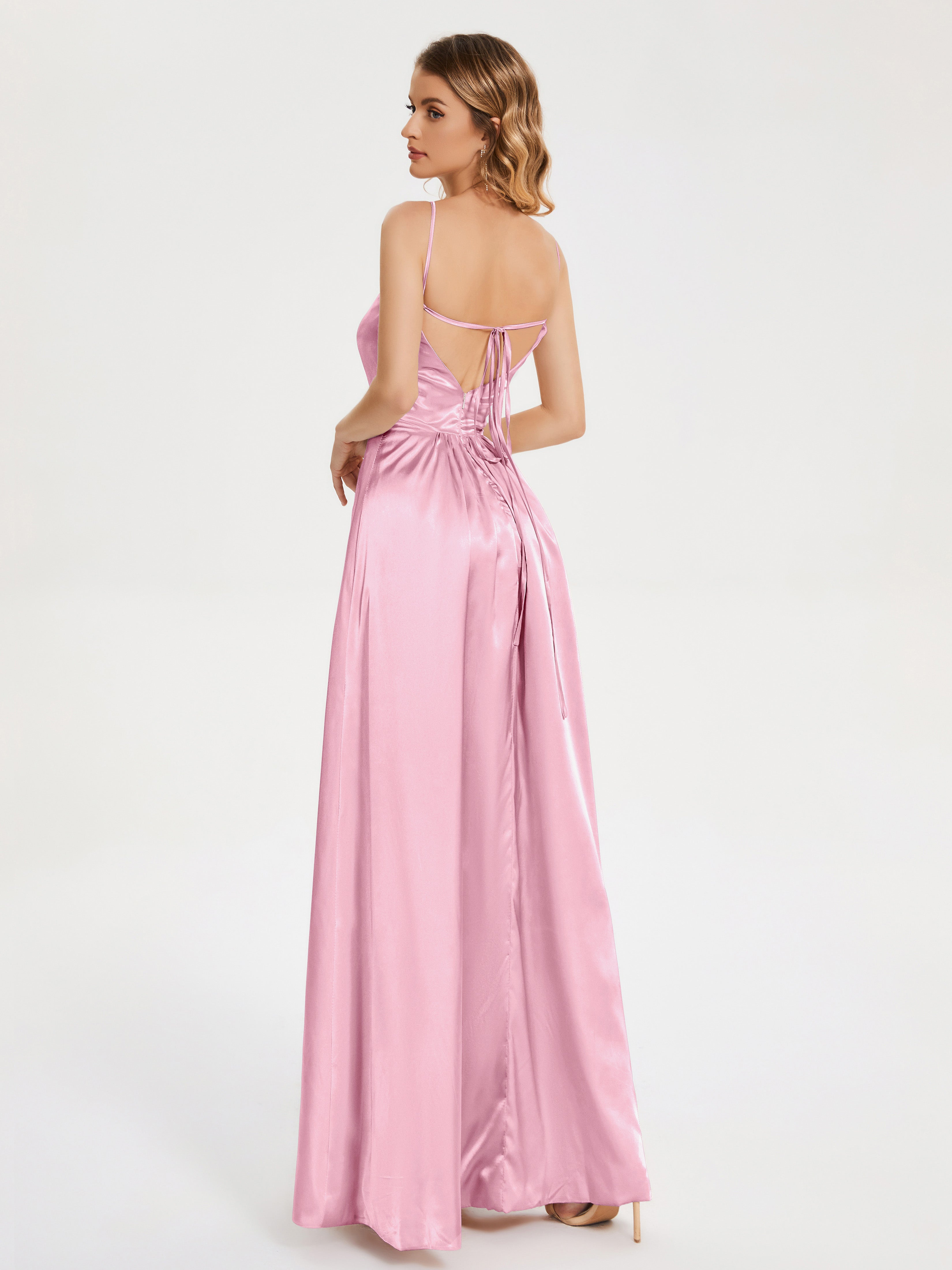 Split Soft Satin Party Dresses