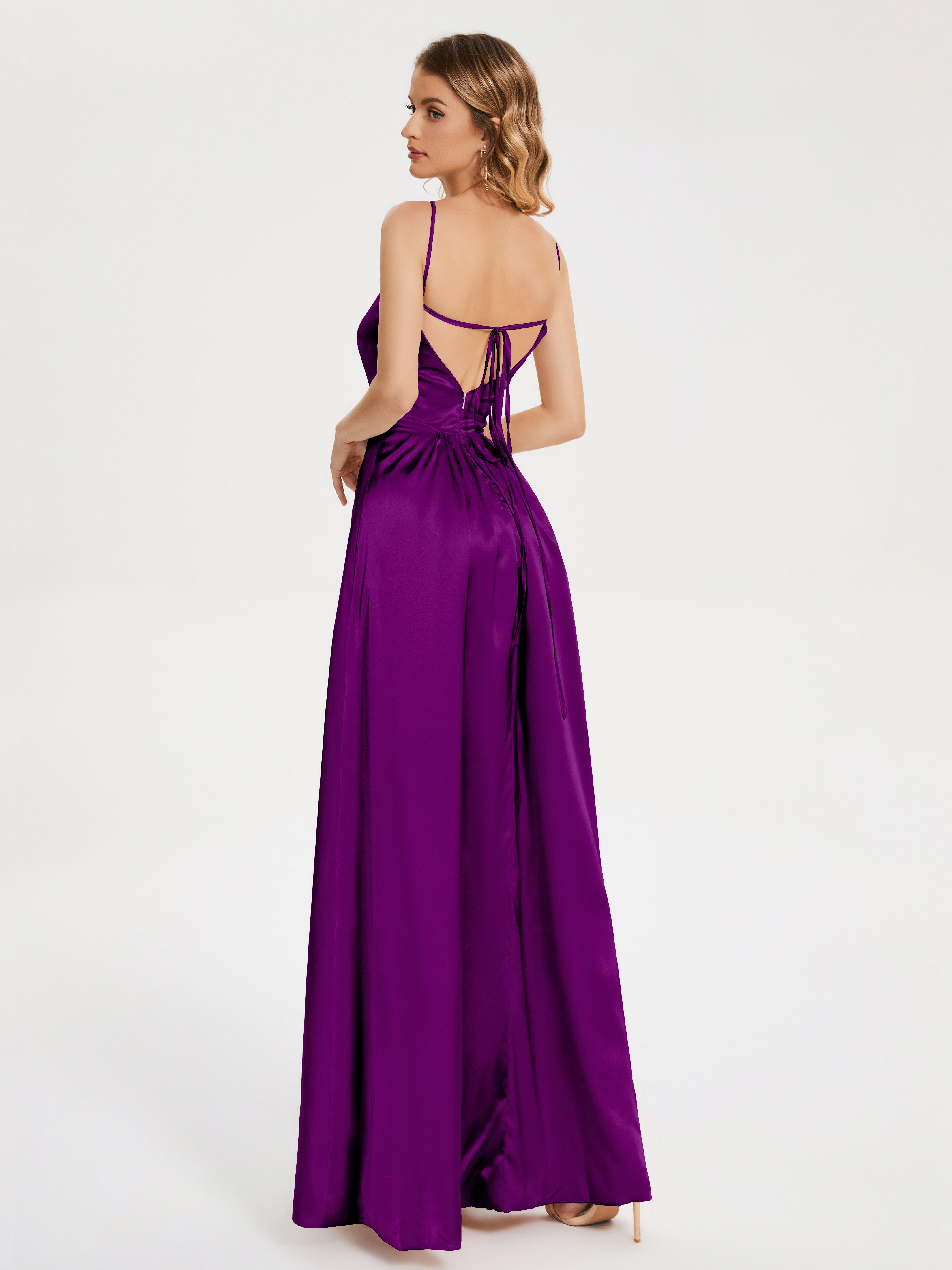 Split Soft Satin Party Dresses