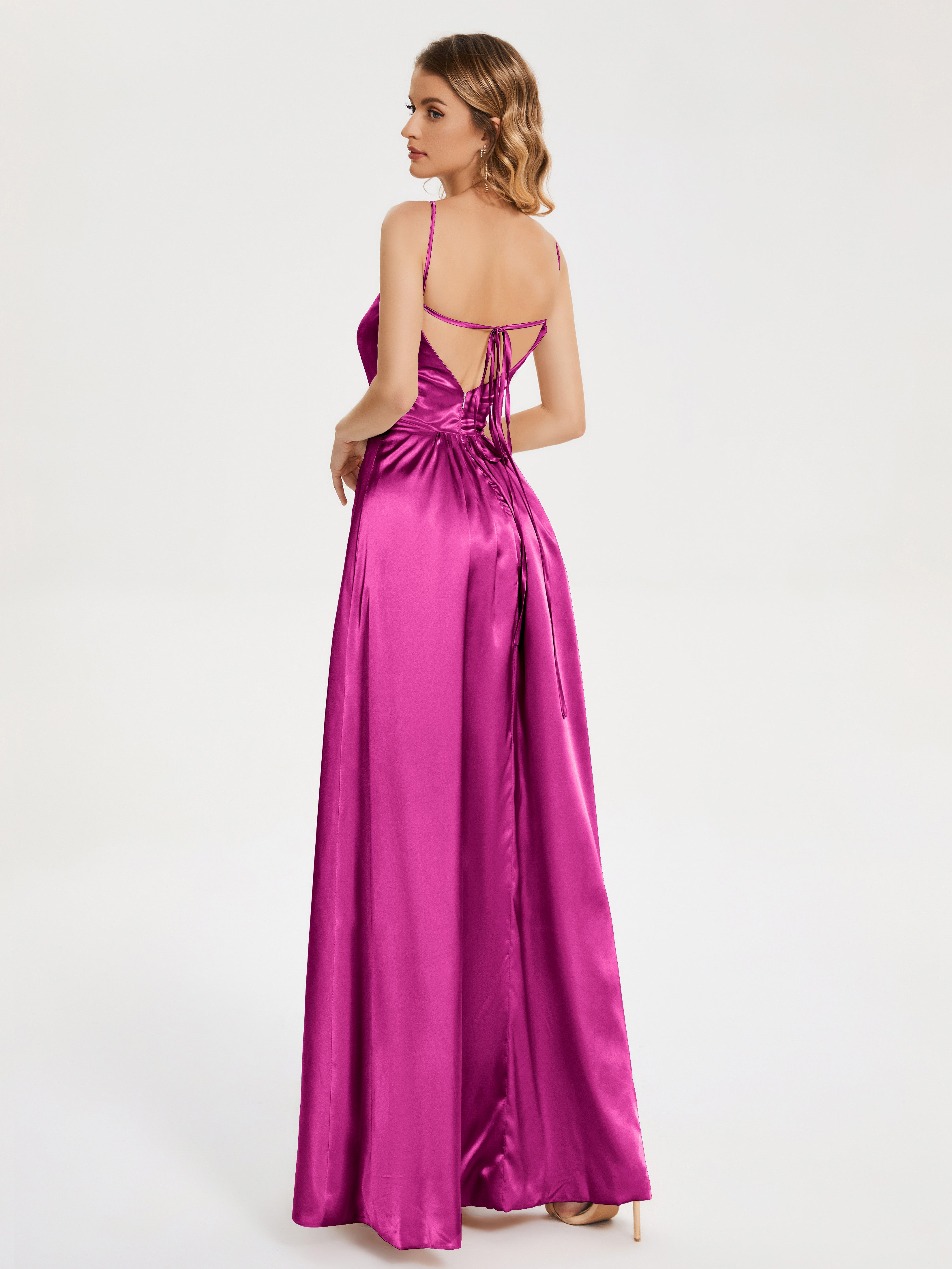 Split Soft Satin Party Dresses