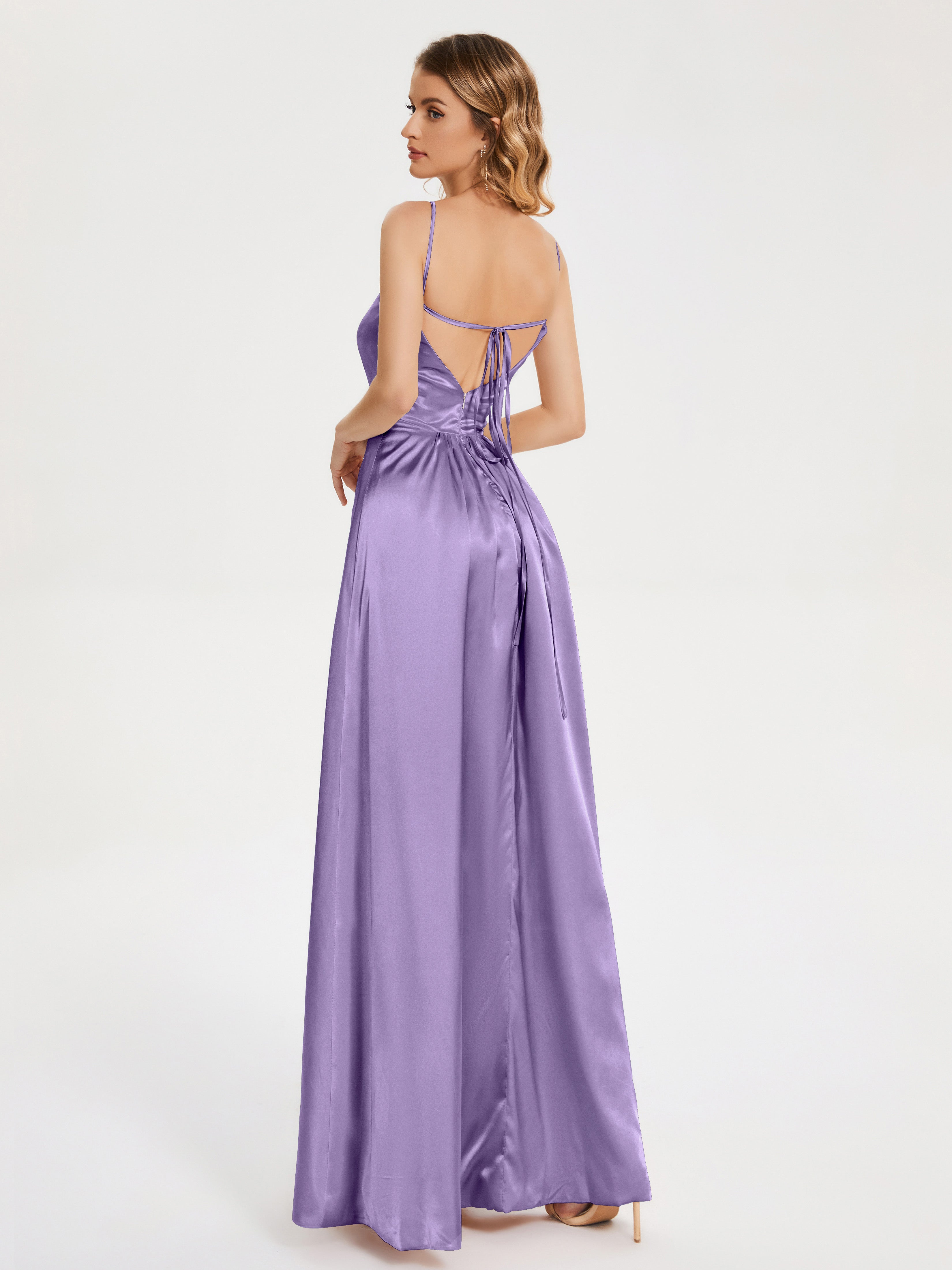 Split Soft Satin Party Dresses