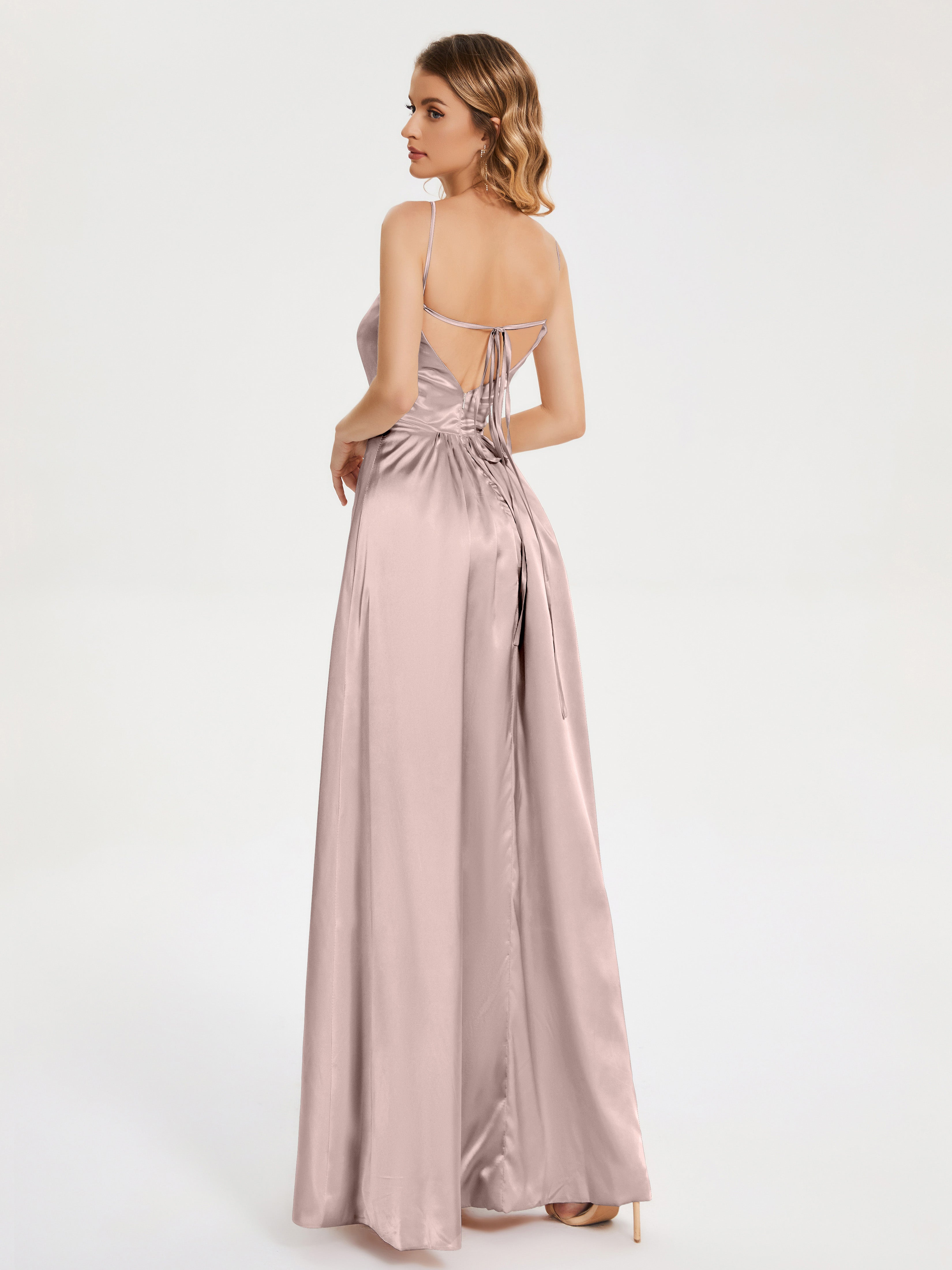 Split Soft Satin Party Dresses