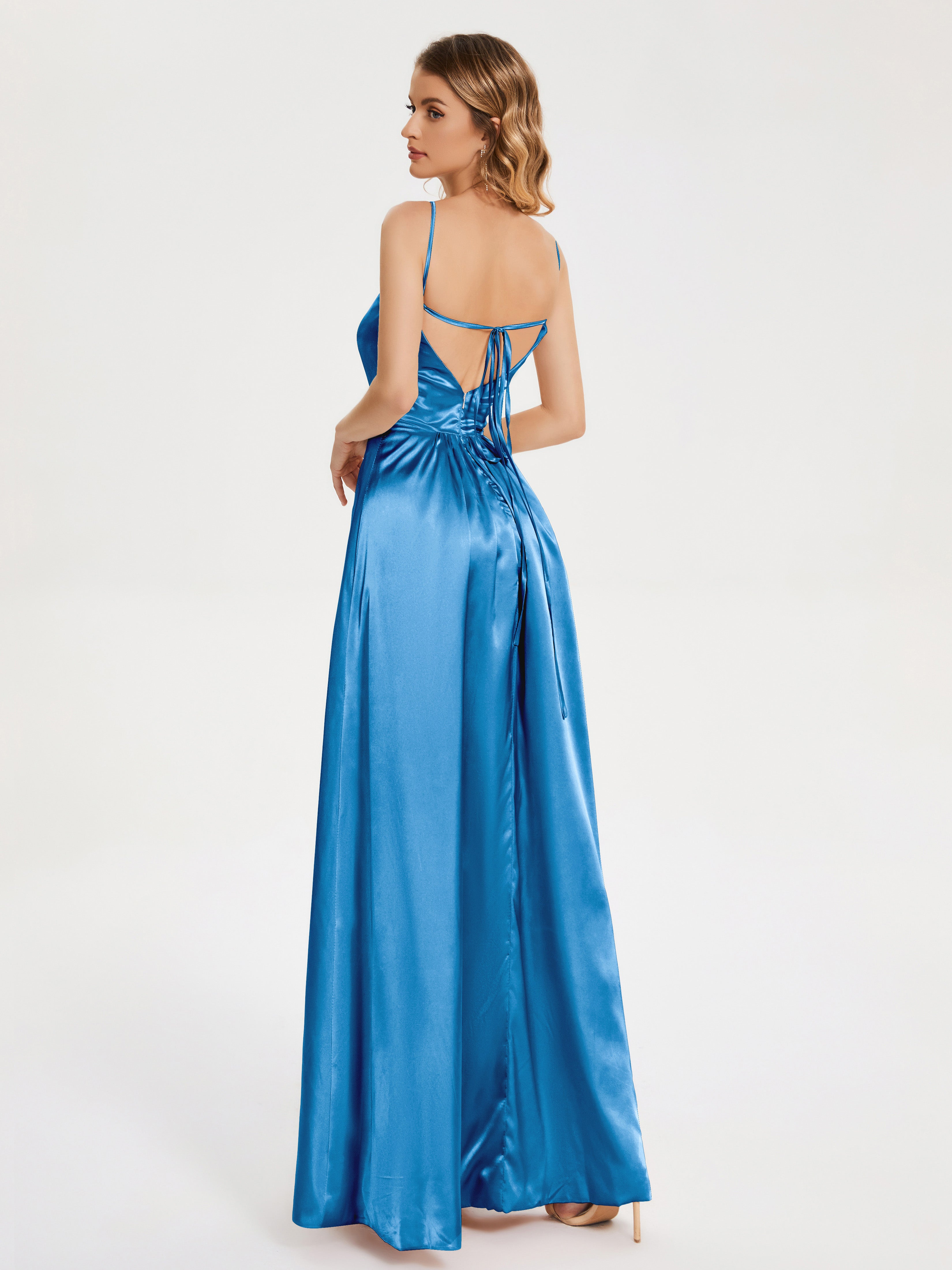 Split Soft Satin Party Dresses