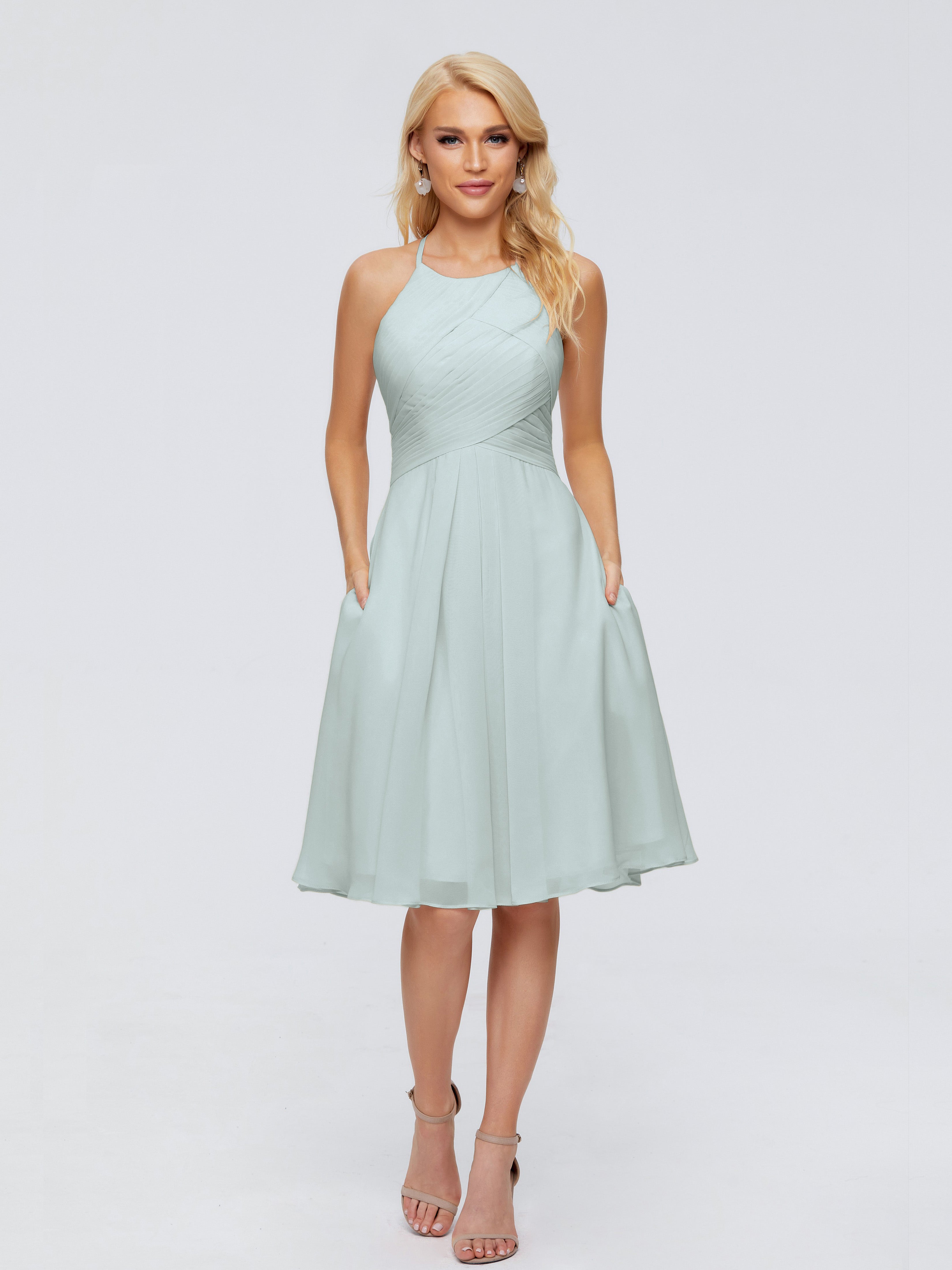 Knee length bridesmaid dresses with sleeves best sale