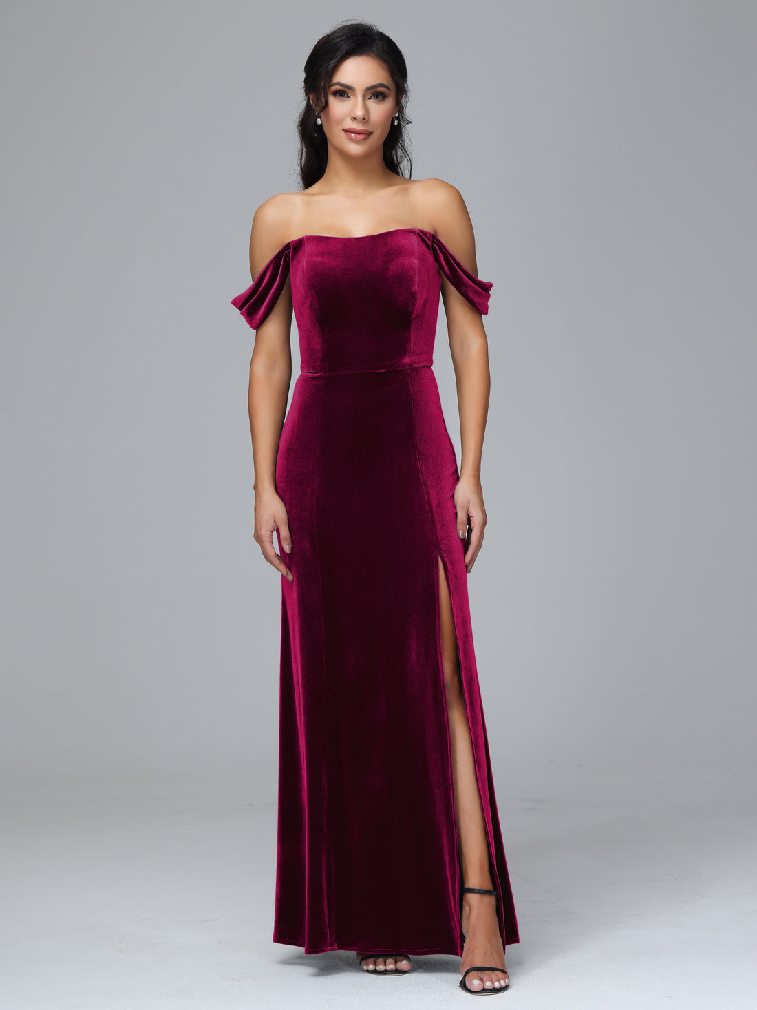 Elegant and gentle Crochet Velvet Wrap Unique design Midi Bridesmaids Dress main image 1
