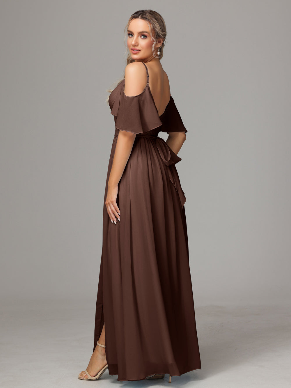 Chocolate Brown Bridesmaid Dresses Sweetheart Off The Shoulder Long Ch