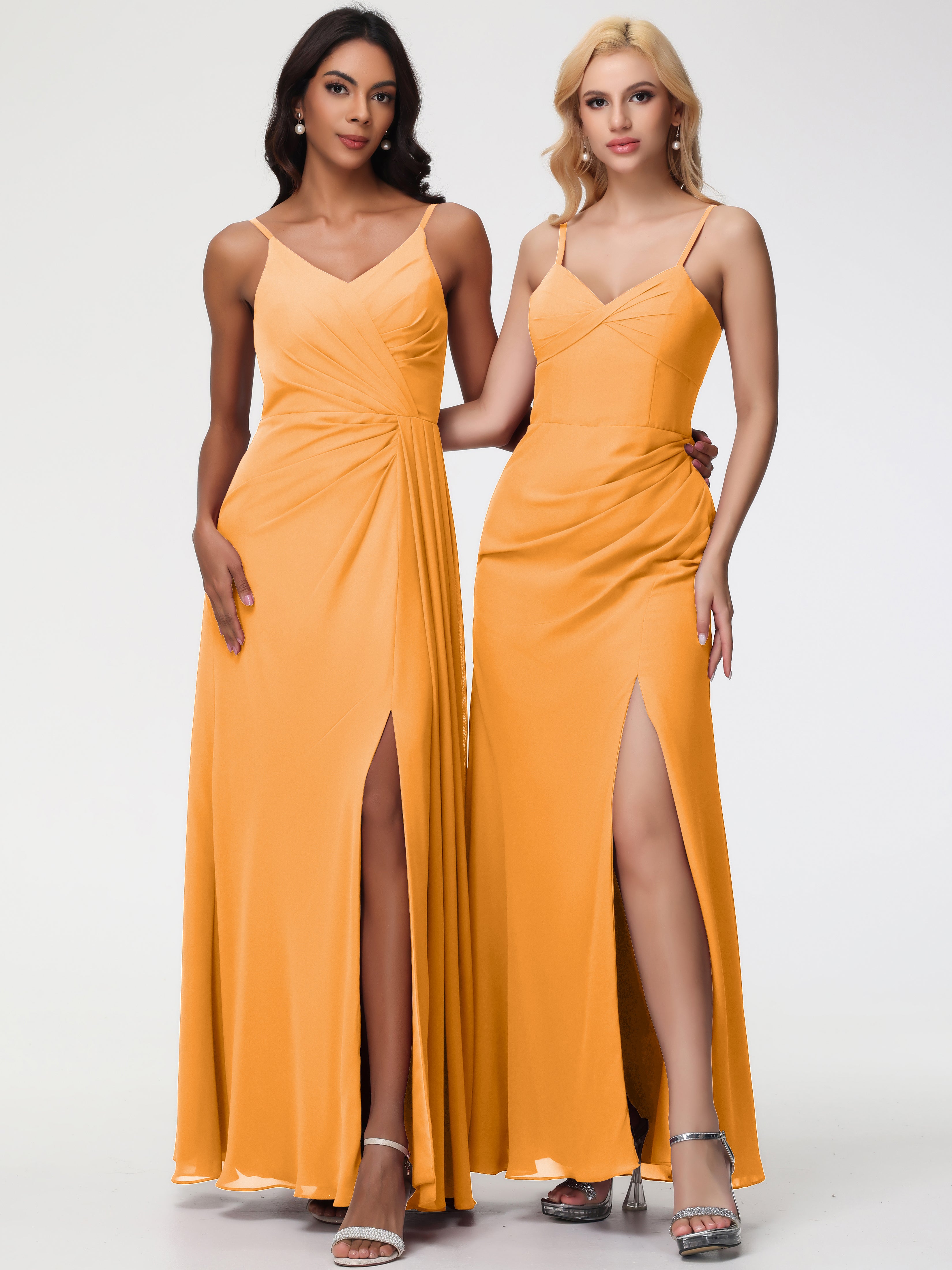 A-Line V-Neck Sleeveless Spaghetti Straps Pleats Chiffon Bridesmaid Dresses With Split (Copy)
