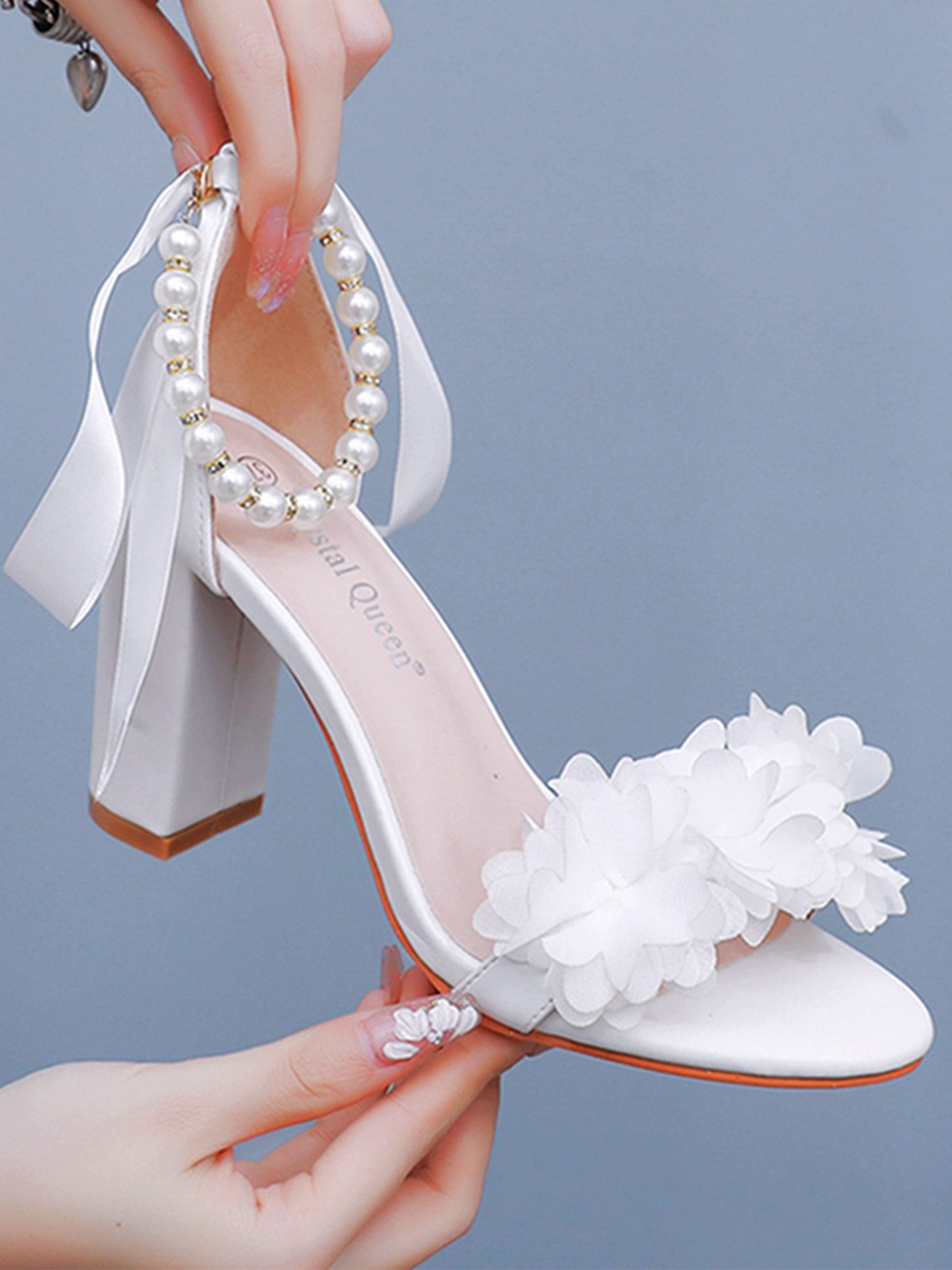 Flower White Sandals Women Wedding Shoes