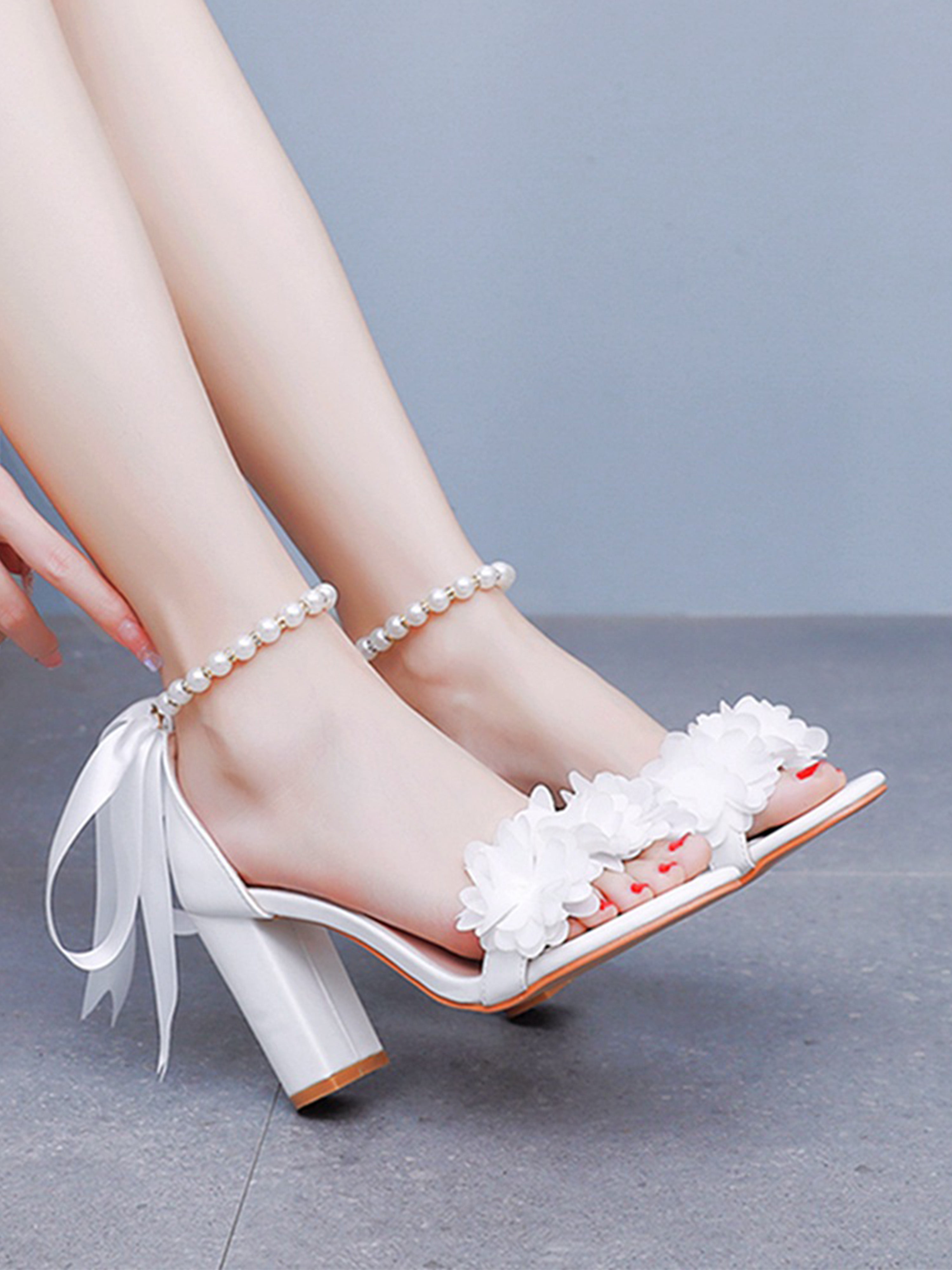 Flower White Sandals Women Wedding Shoes
