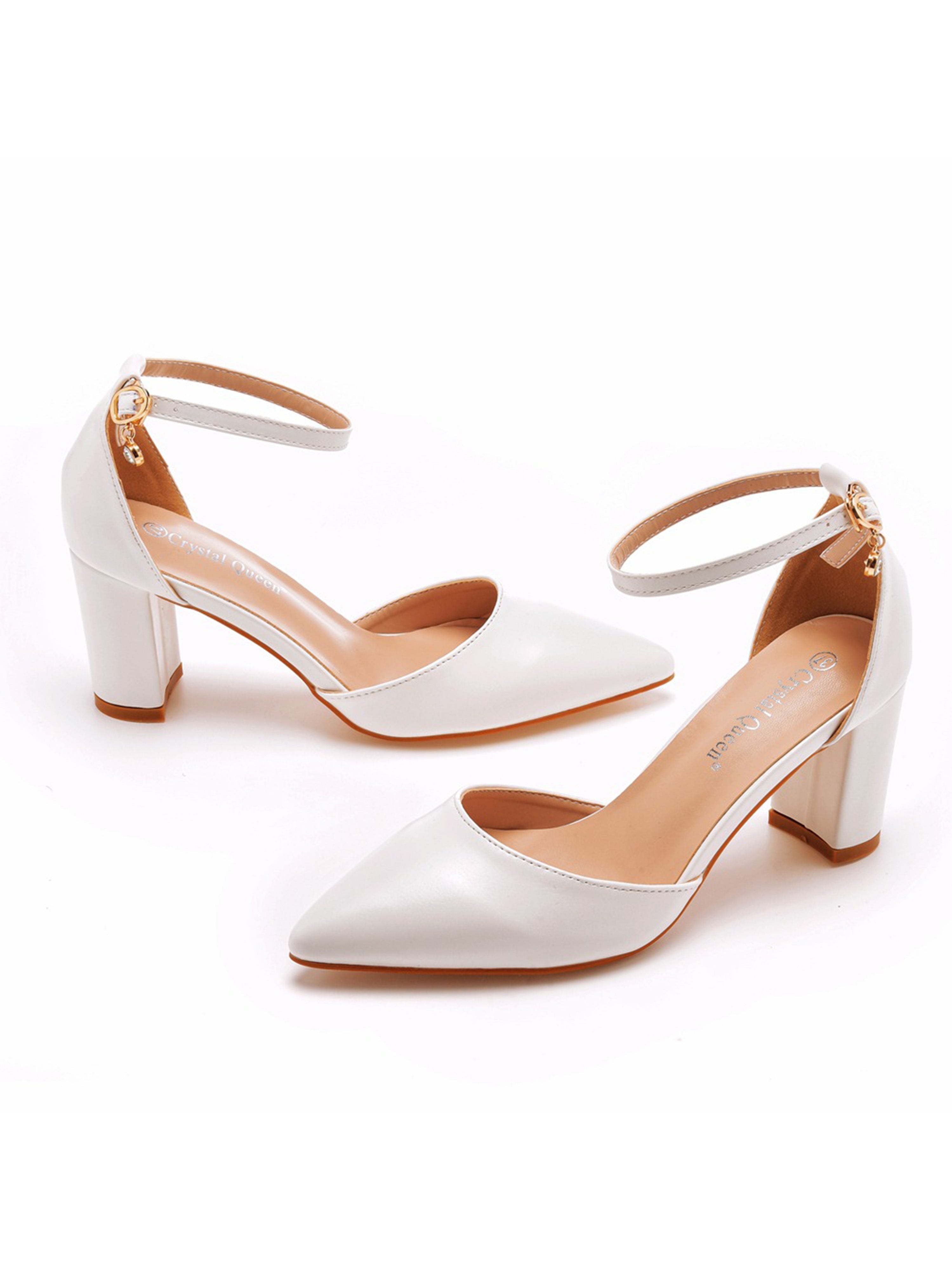 Women Pointed Toe Sandals Ankle Strap Heels Brides Shoes