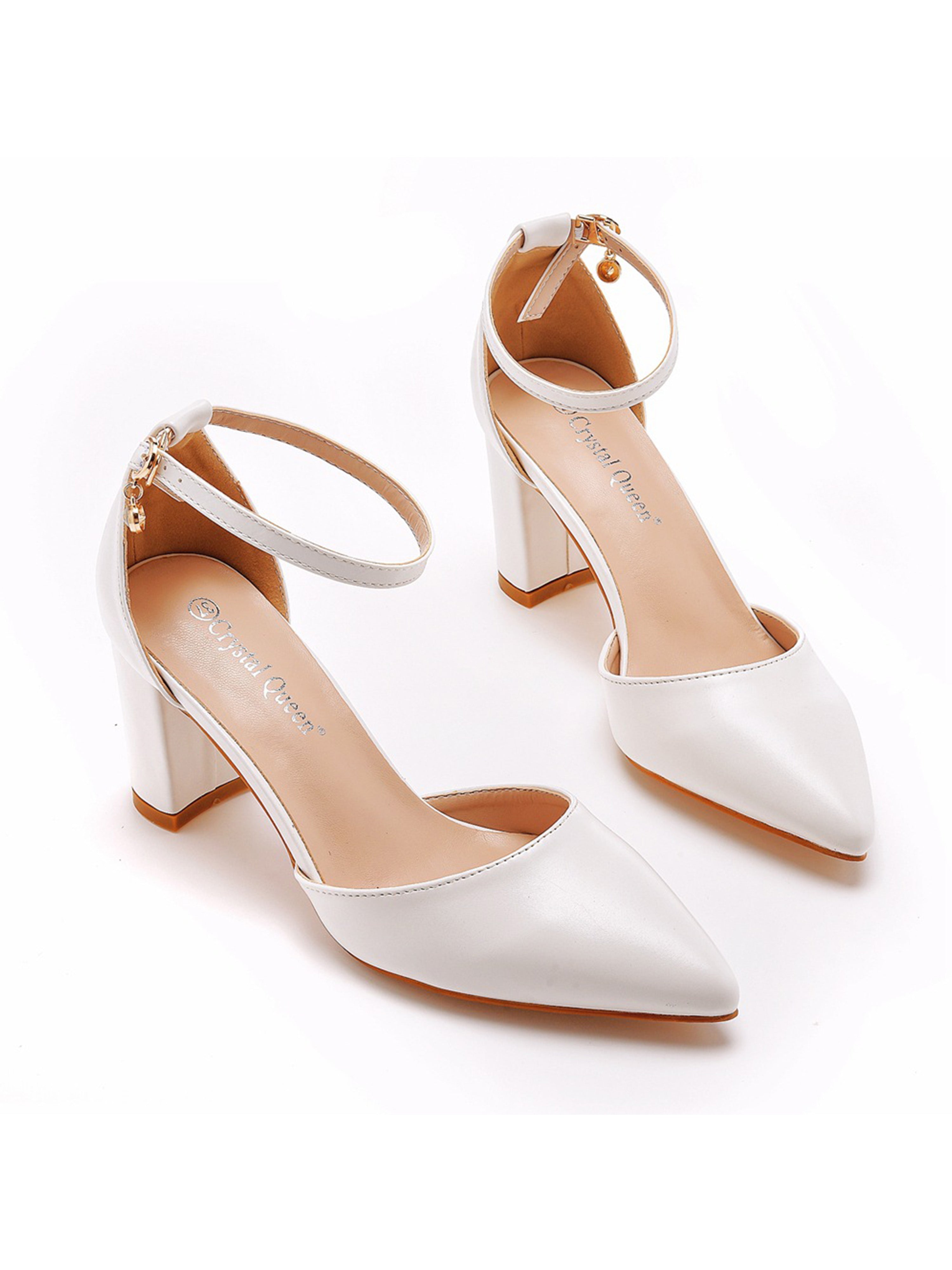 Women Pointed Toe Sandals Ankle Strap Heels Brides Shoes