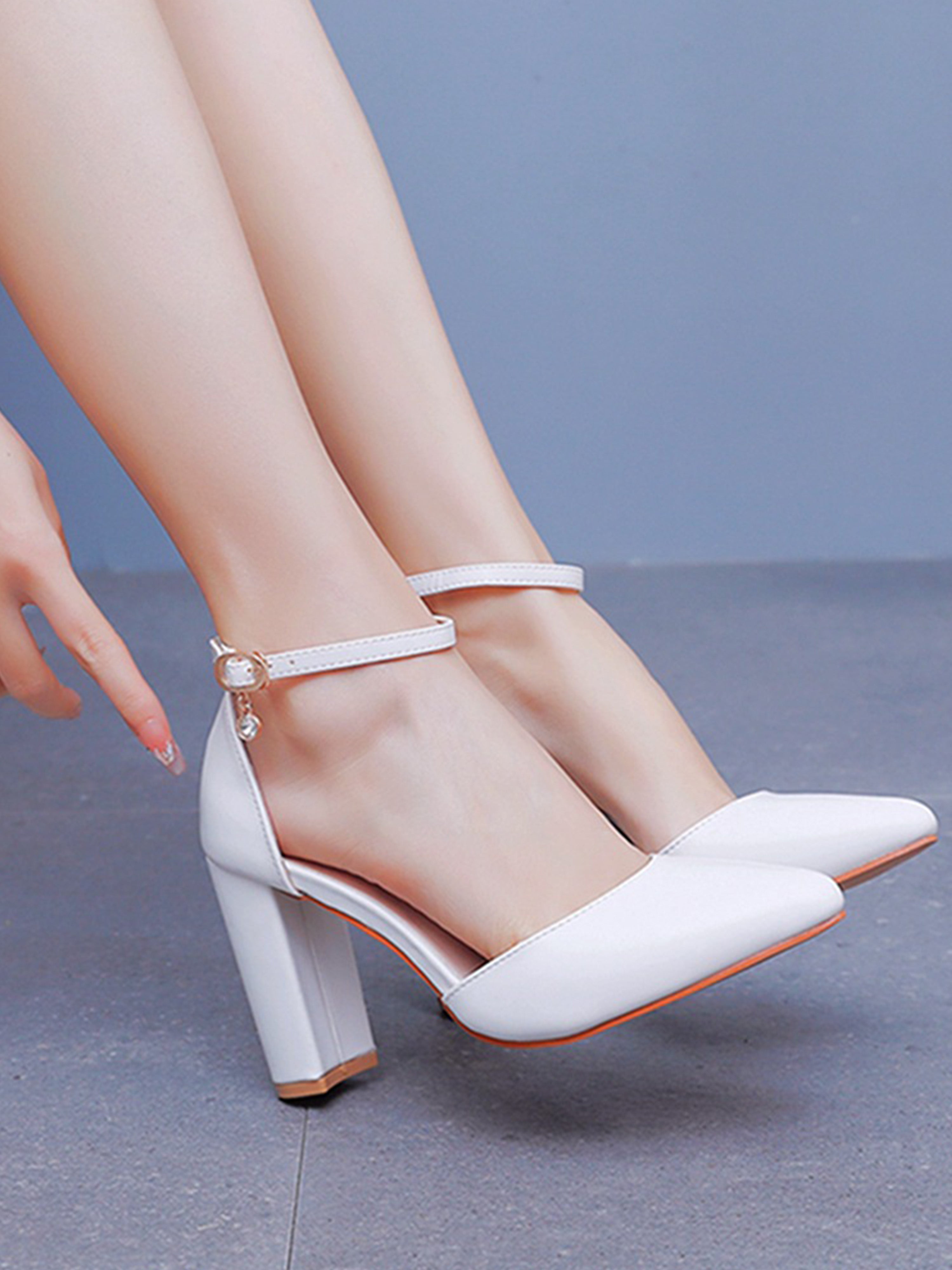 Ankle Strap Heels Women Pointed Toe Sandals Brides Shoes