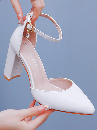 Ankle Strap Heels Women Pointed Toe Sandals Brides Shoes