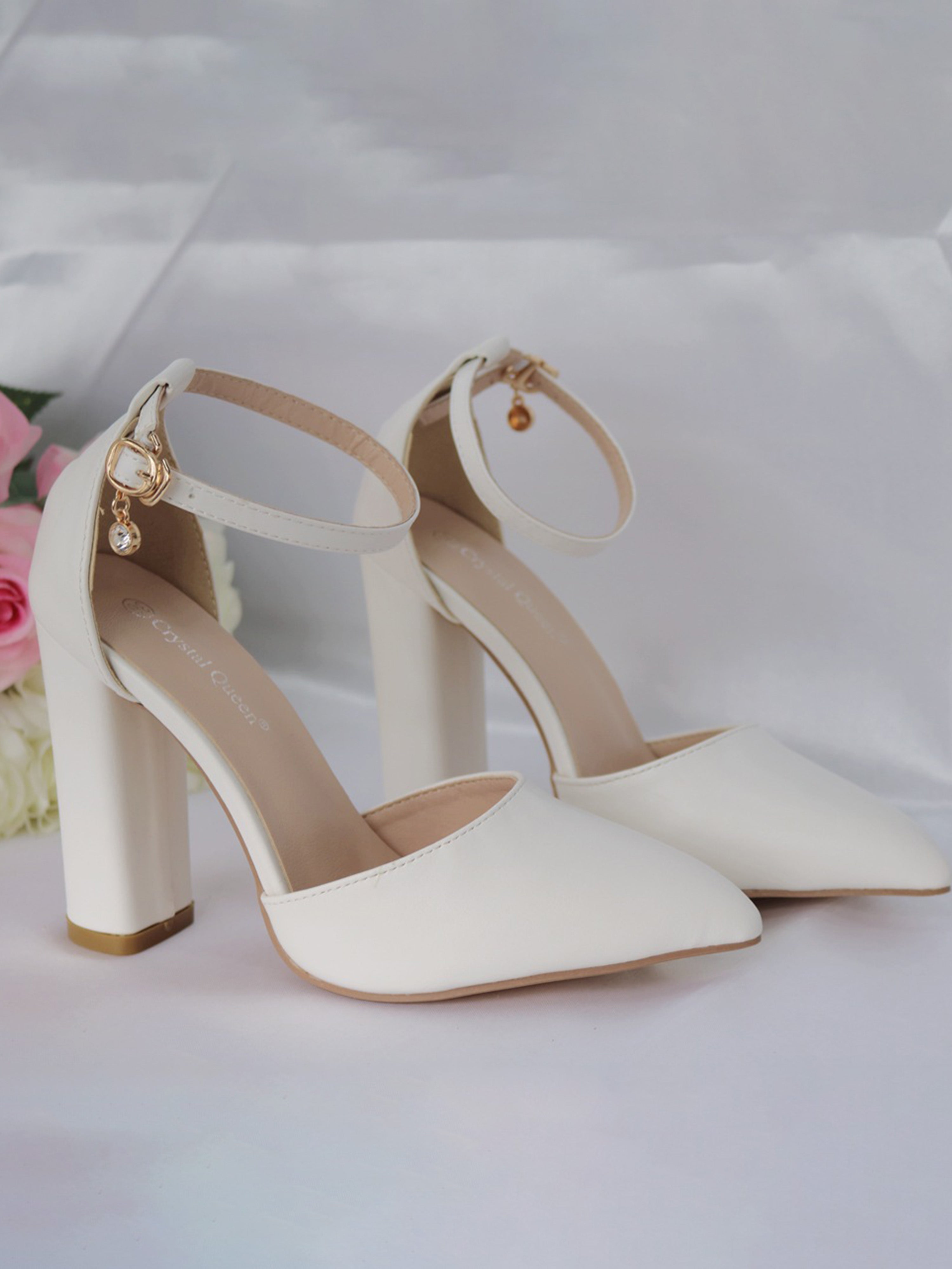 Ankle Strap Heels Pointed Toe Sandals Women Bridesmaid Shoes