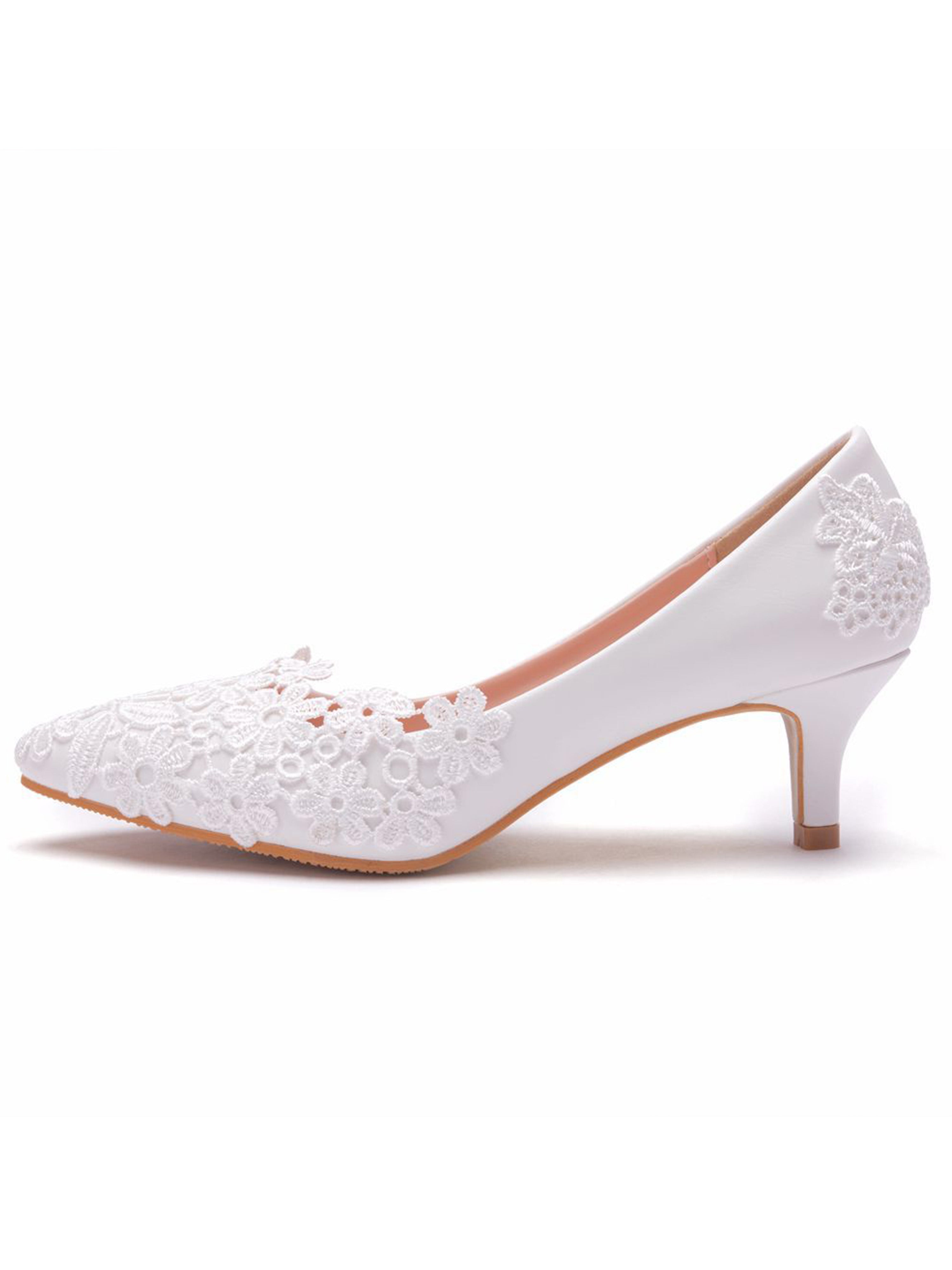 Elegant Simple Lace Flower Wedding Shoes