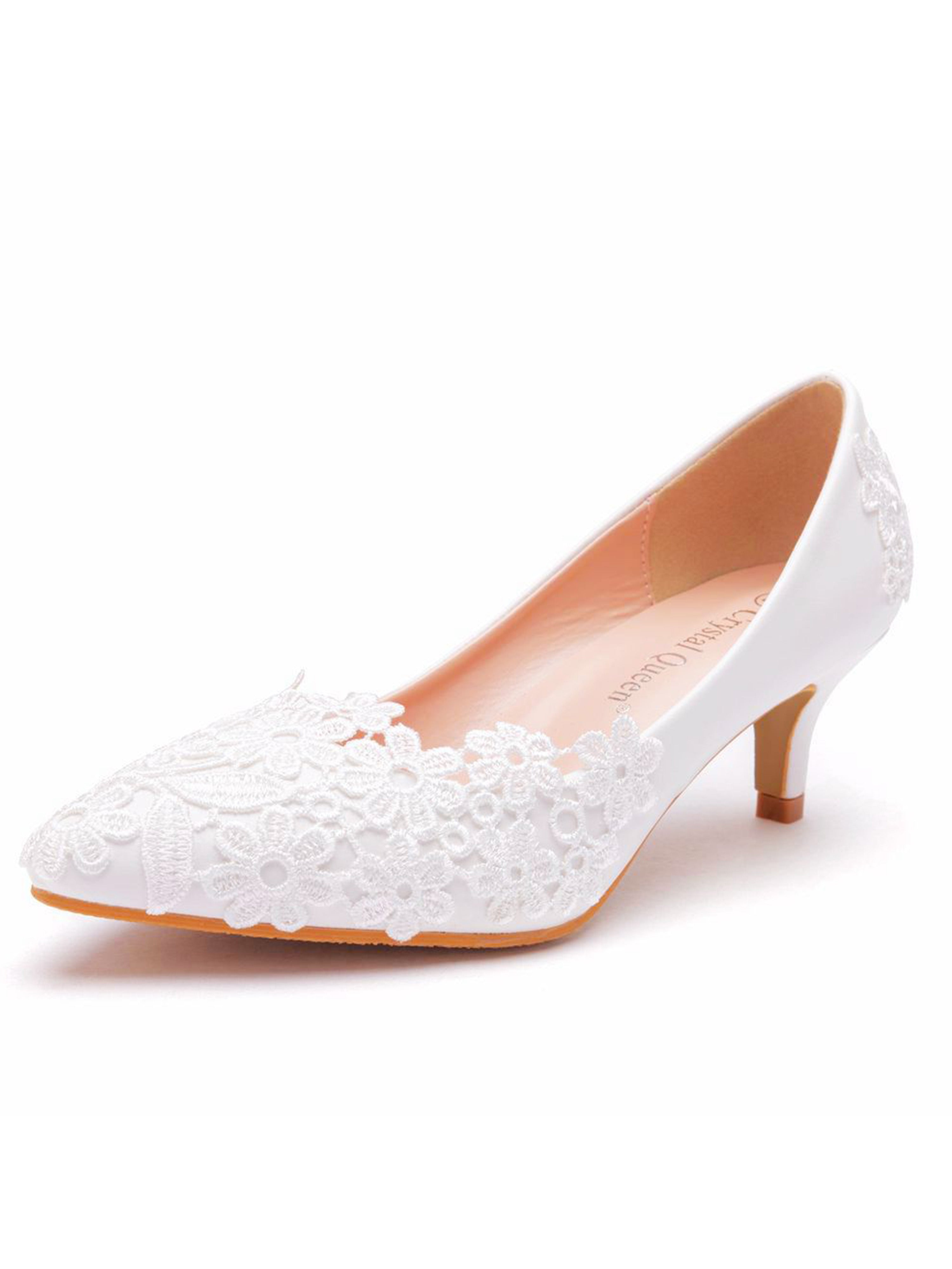 Elegant Simple Lace Flower Wedding Shoes