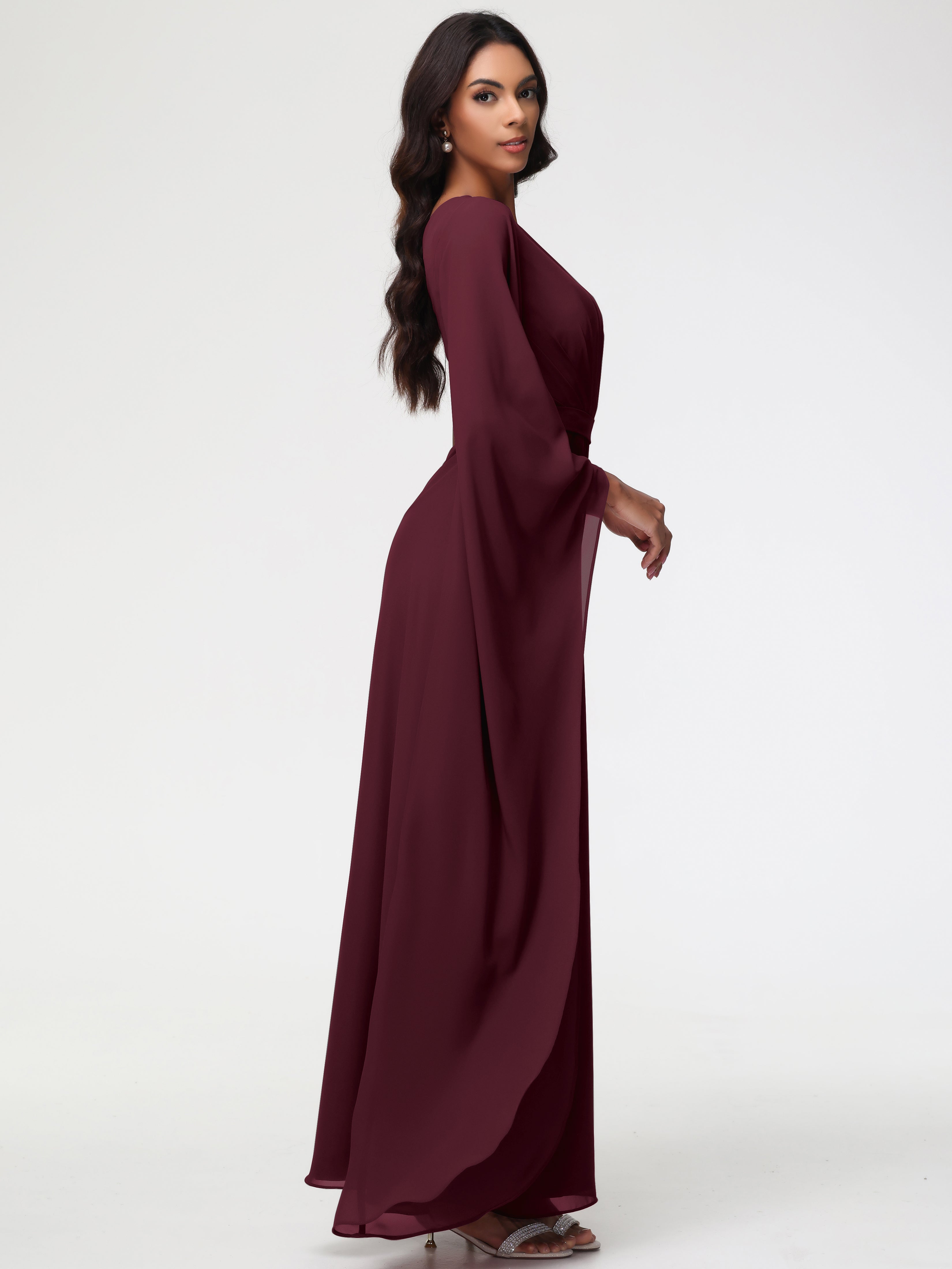 One Shoulder A-Line Pleats Floor-Length Chiffon Bridesmaid Dresses