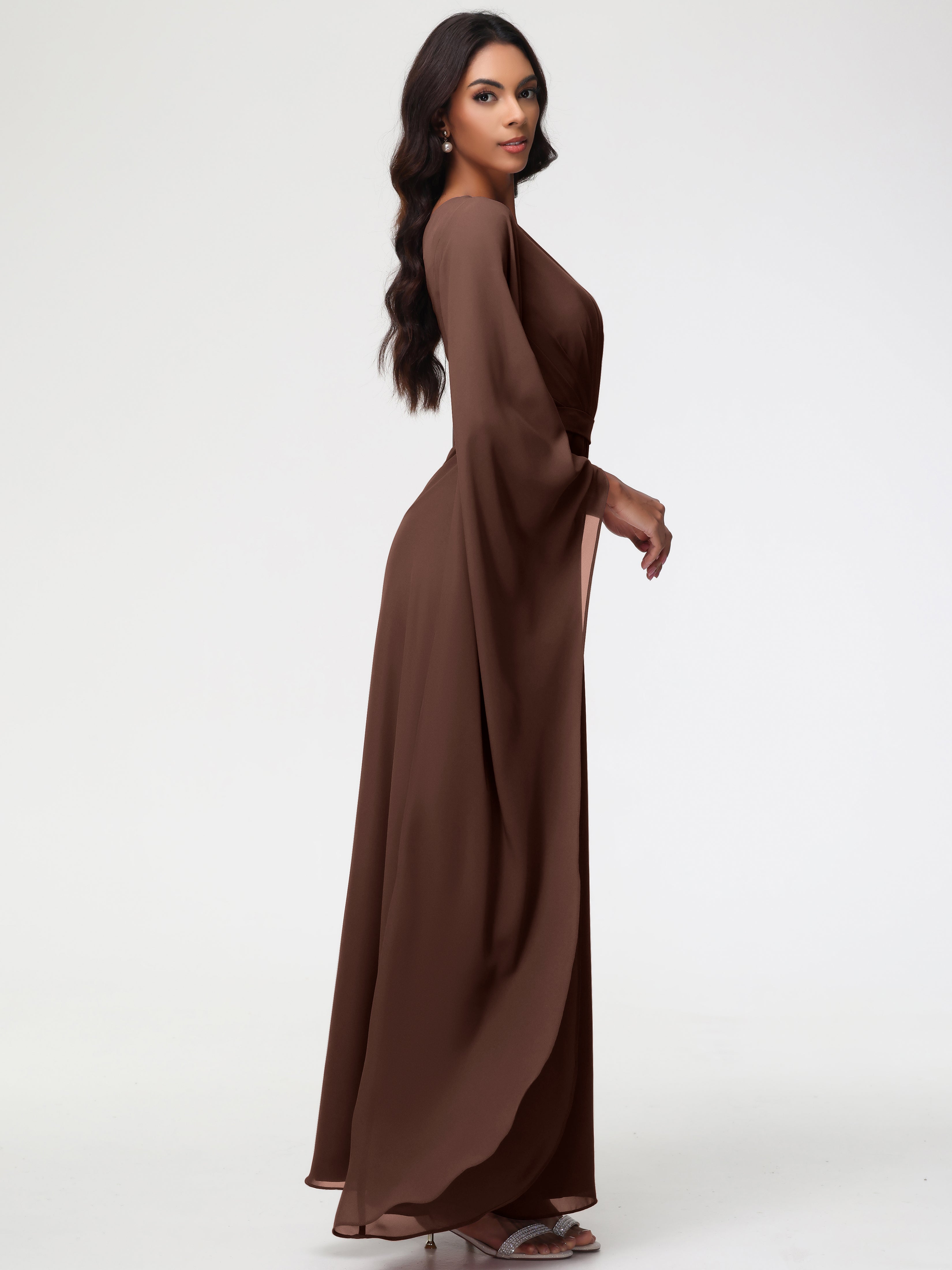 One Shoulder A-Line Pleats Floor-Length Chiffon Bridesmaid Dresses