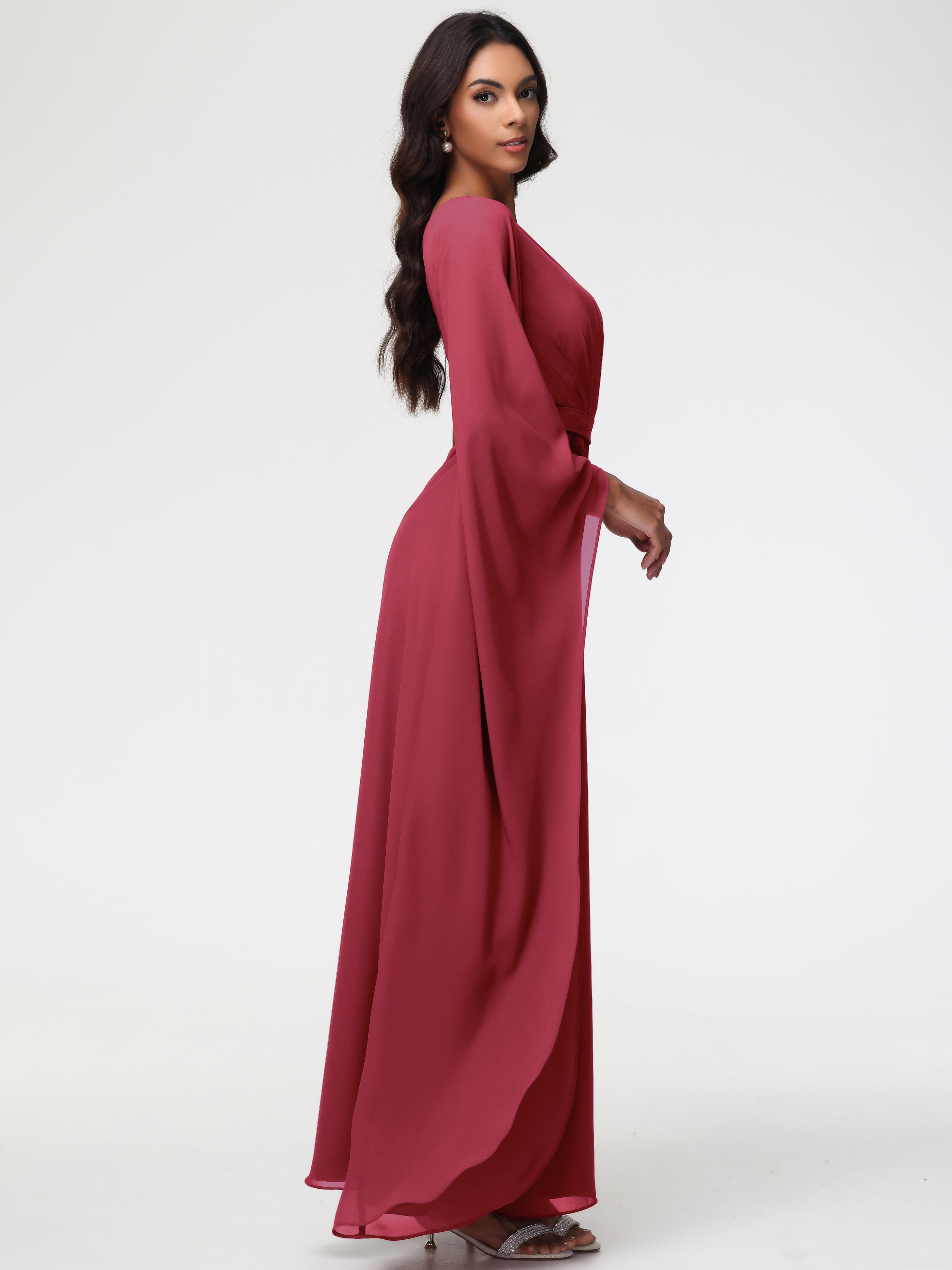 One Shoulder A-Line Pleats Floor-Length Chiffon Bridesmaid Dresses