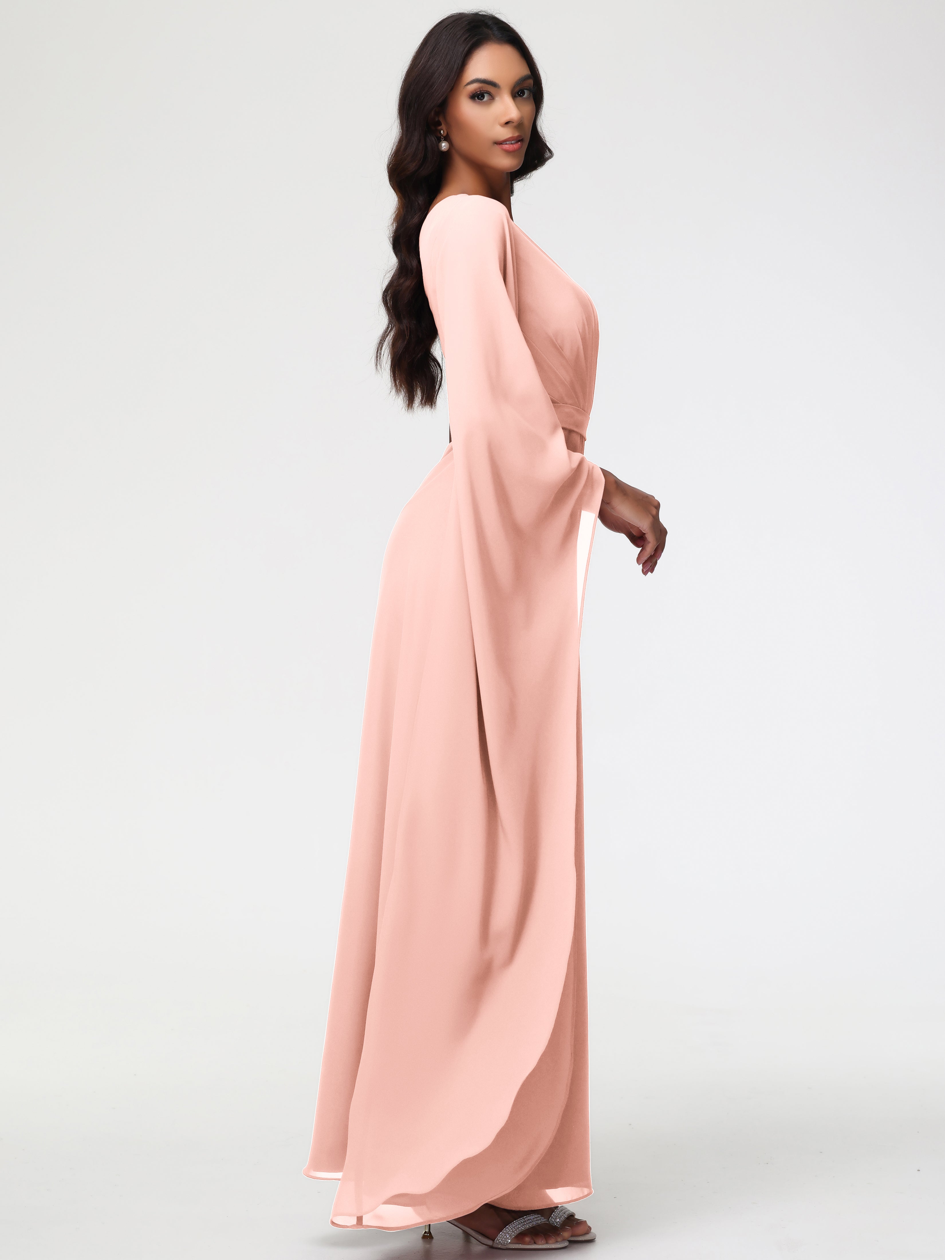 One Shoulder A-Line Pleats Floor-Length Chiffon Bridesmaid Dresses