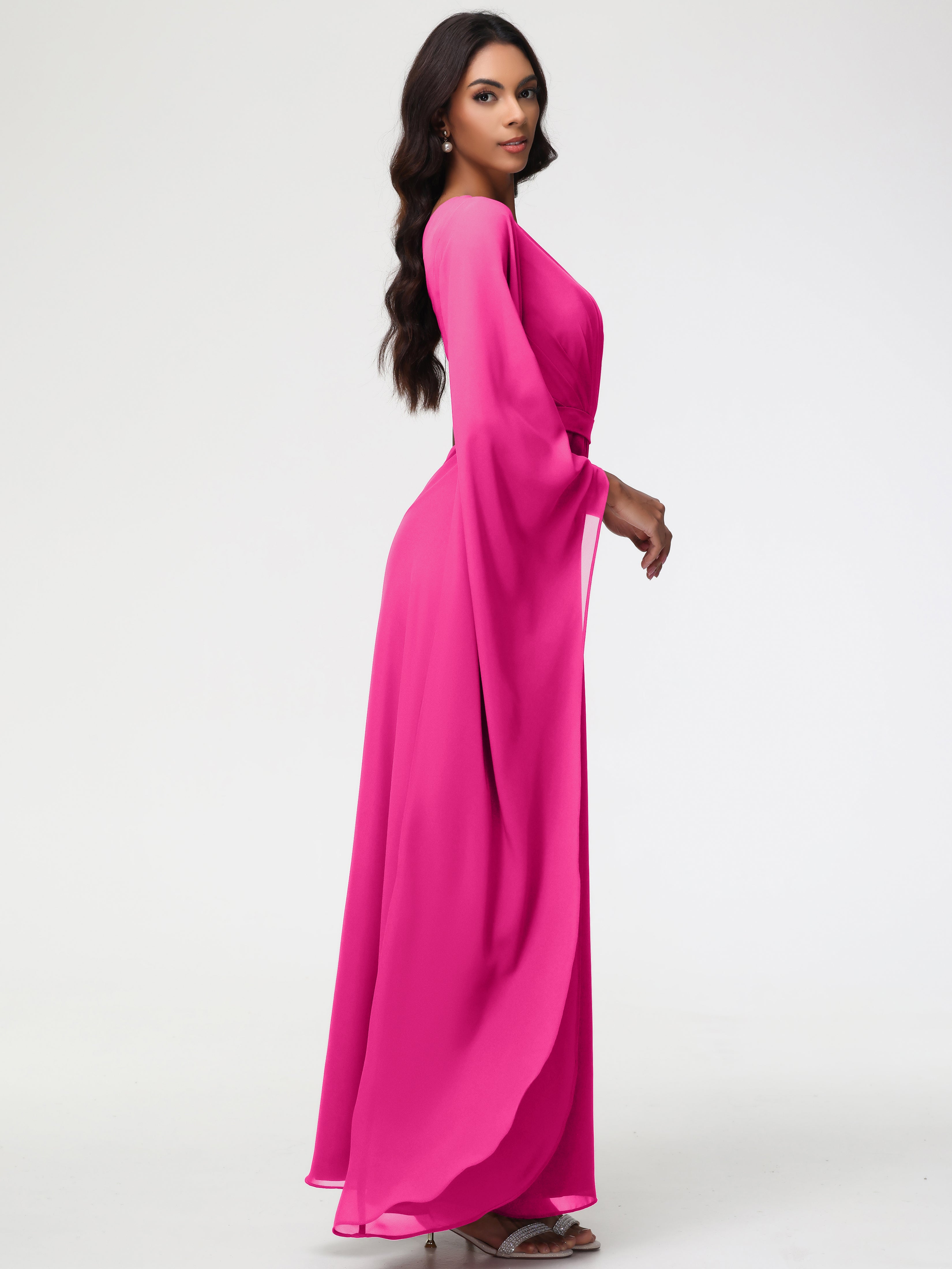 One Shoulder A-Line Pleats Floor-Length Chiffon Bridesmaid Dresses