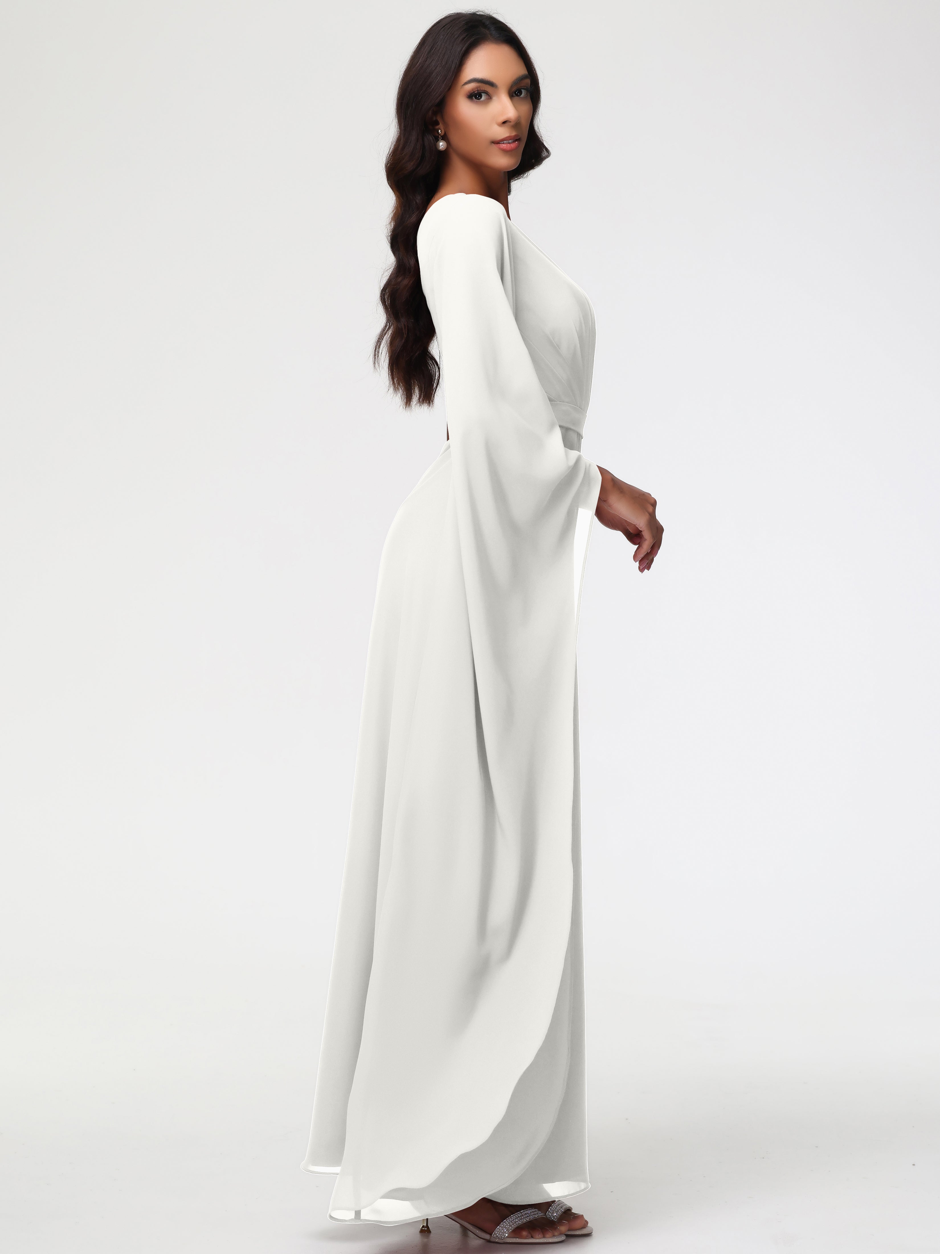 One Shoulder A-Line Pleats Floor-Length Chiffon Bridesmaid Dresses