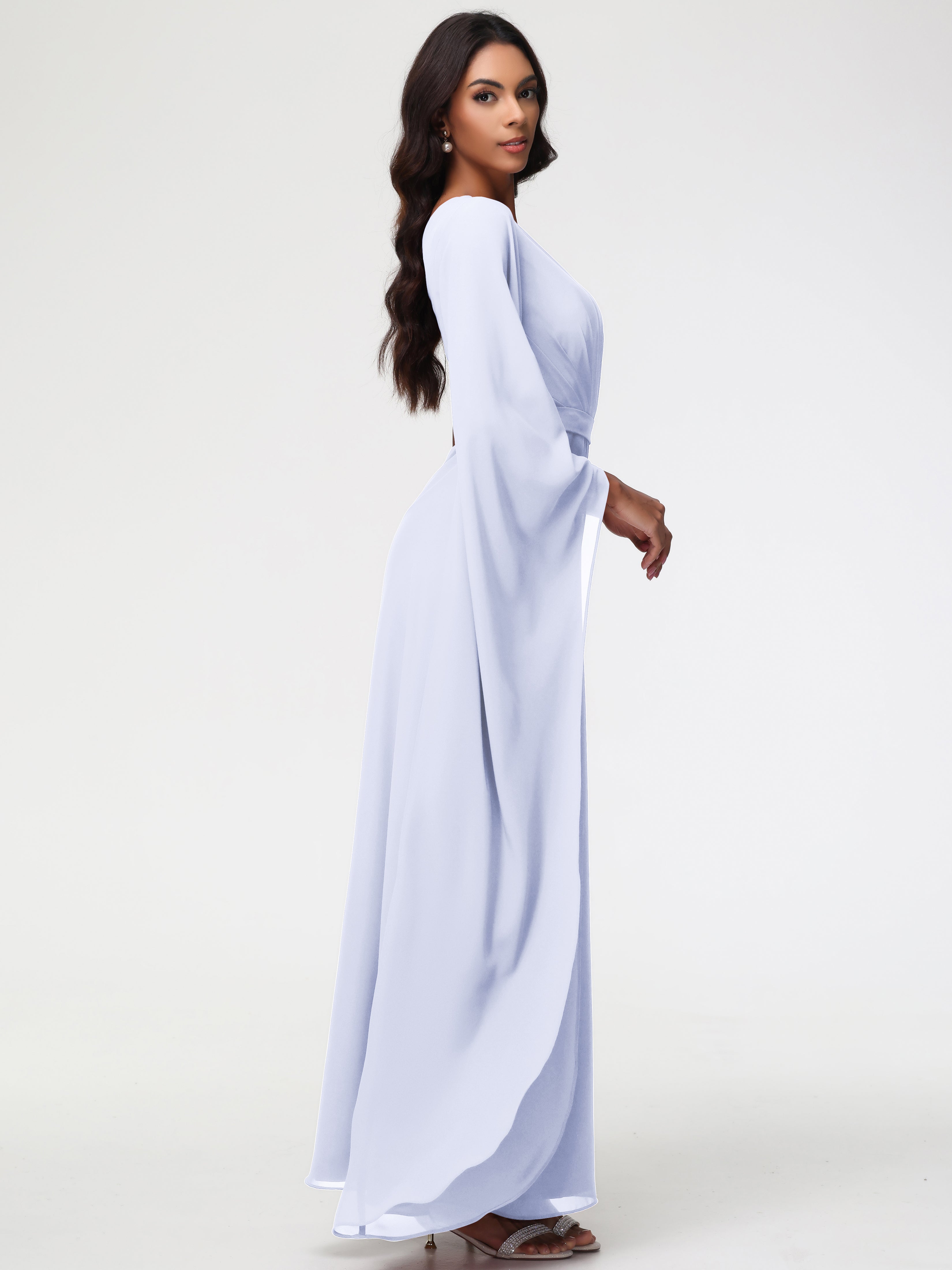 One Shoulder A-Line Pleats Floor-Length Chiffon Bridesmaid Dresses