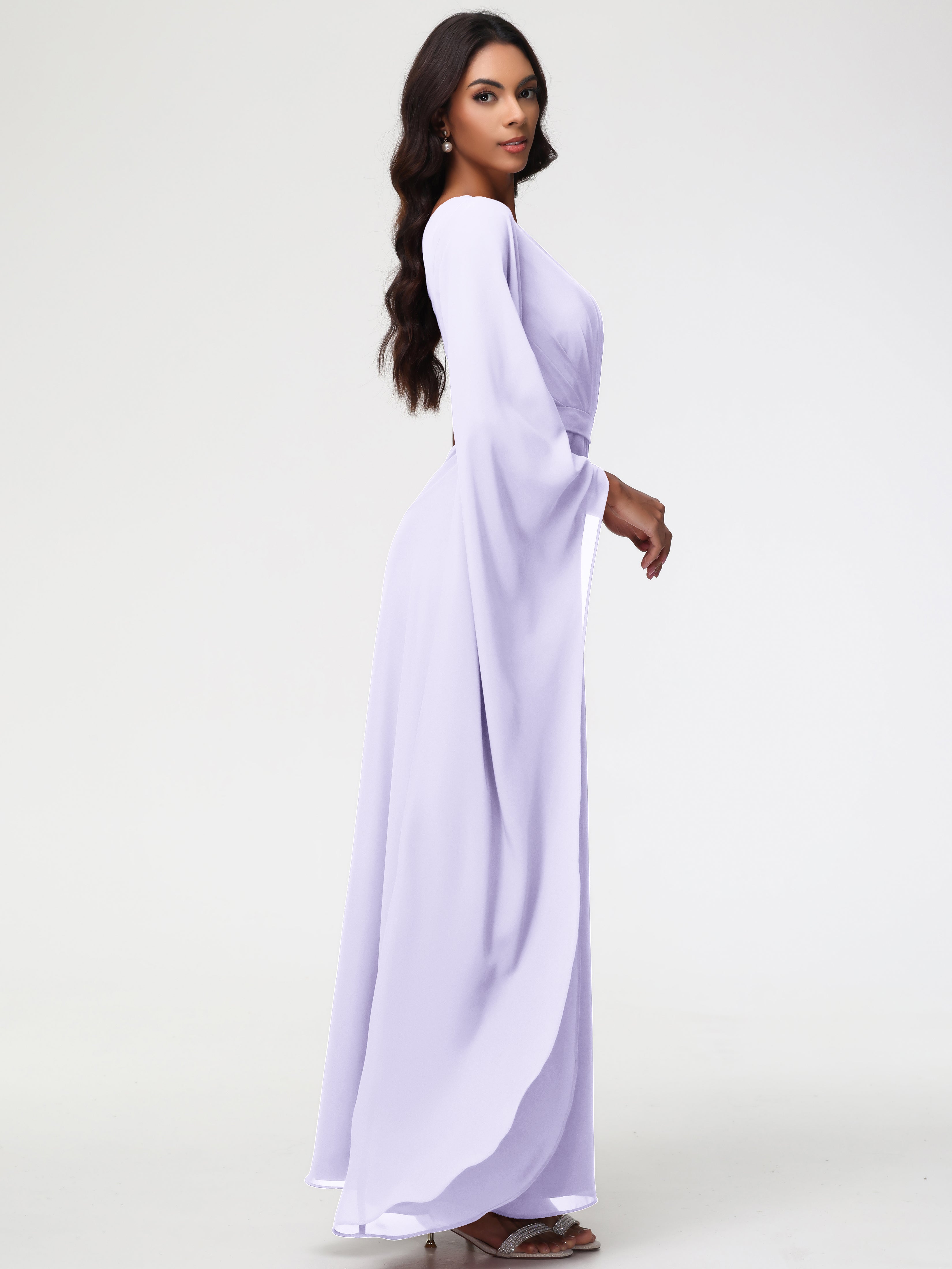 One Shoulder A-Line Pleats Floor-Length Chiffon Bridesmaid Dresses