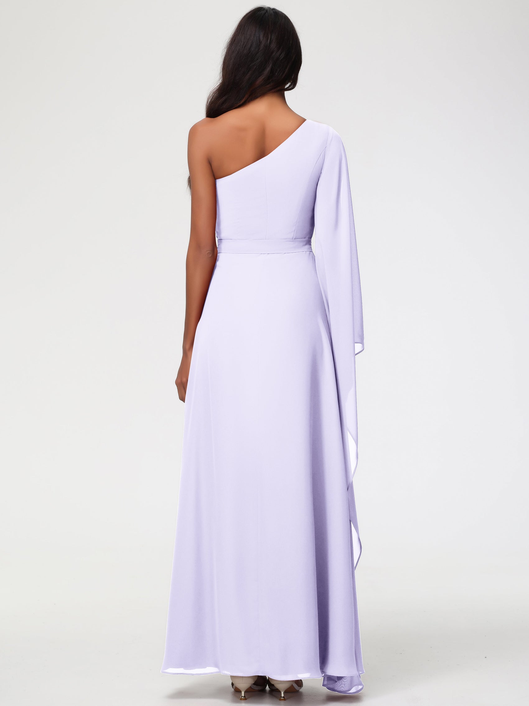 Frosted Lilac A-Line Pleated Chiffon Dress