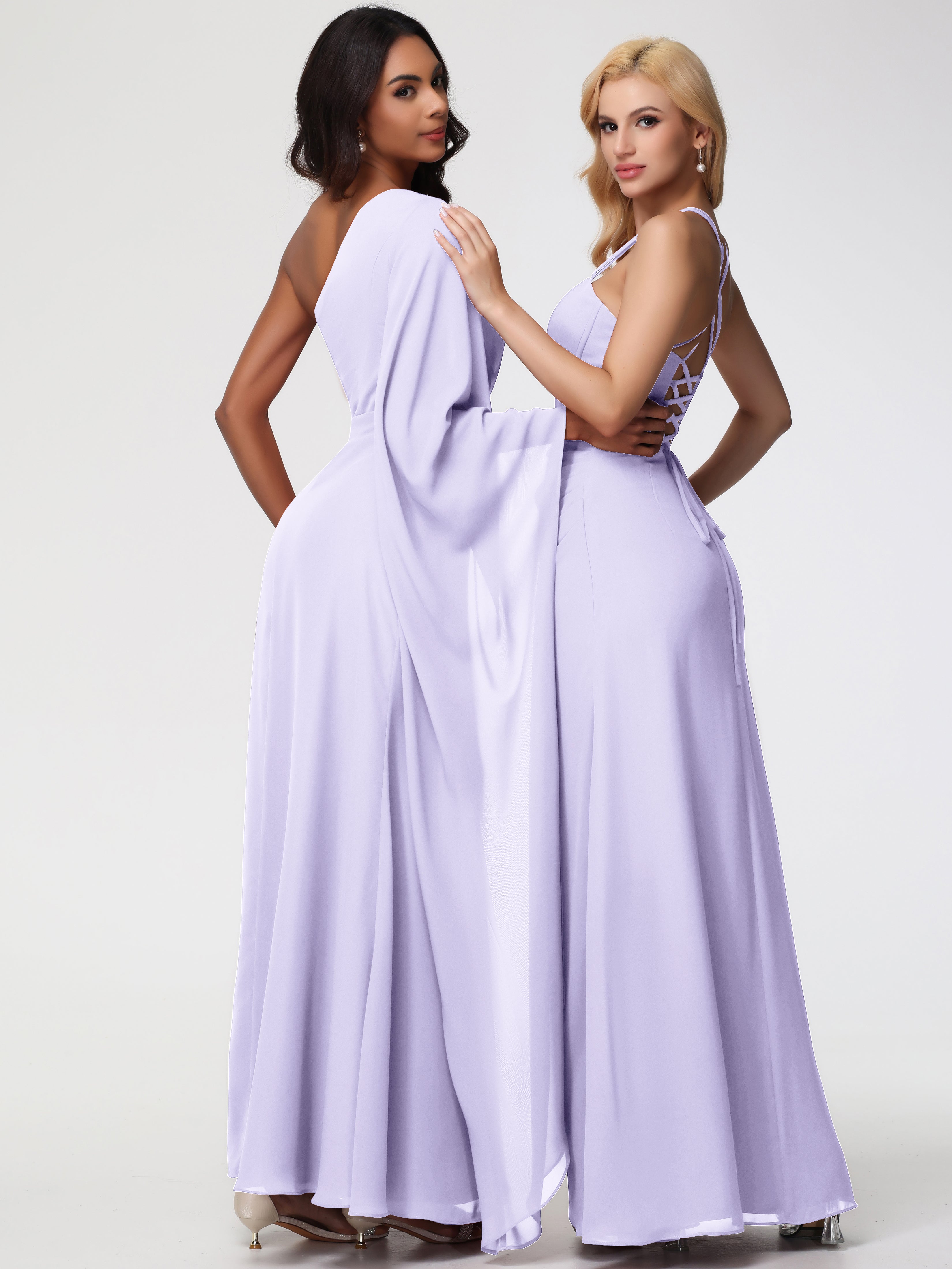 One Shoulder A-Line Pleats Floor-Length Chiffon Bridesmaid Dresses