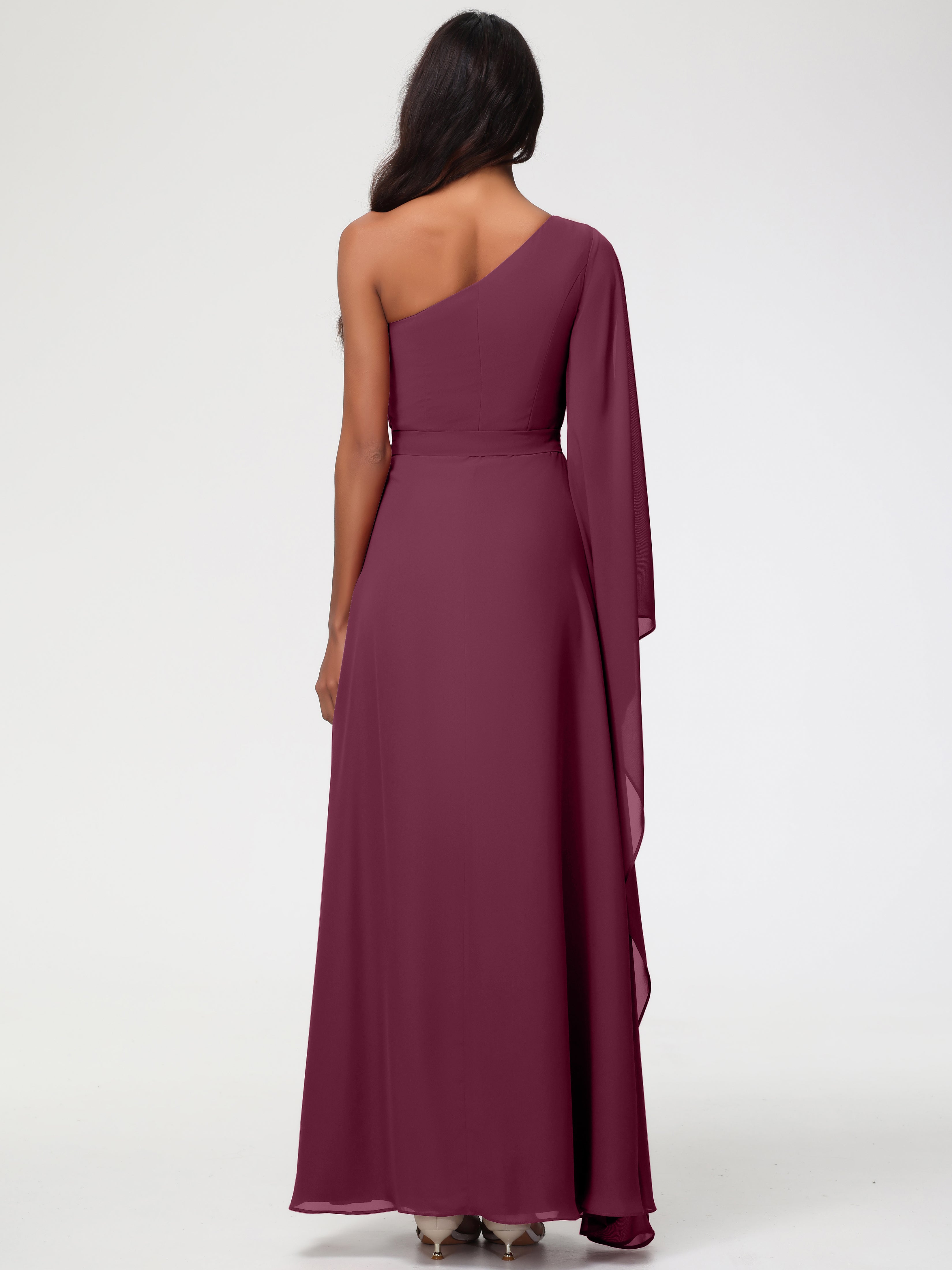 One Shoulder A-Line Pleats Floor-Length Chiffon Bridesmaid Dresses (Copy)