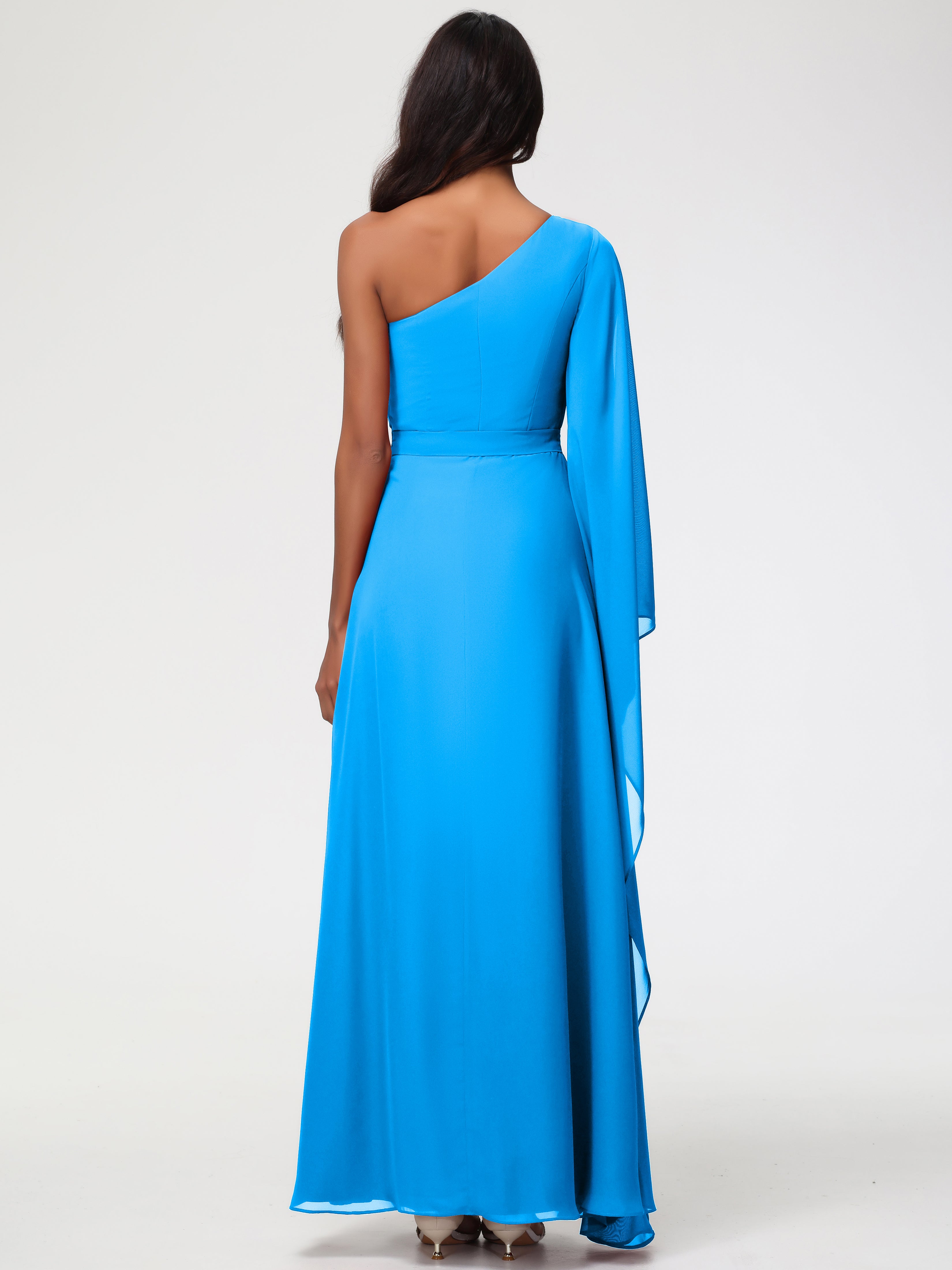 One Shoulder A-Line Pleats Floor-Length Chiffon Bridesmaid Dresses (Copy)