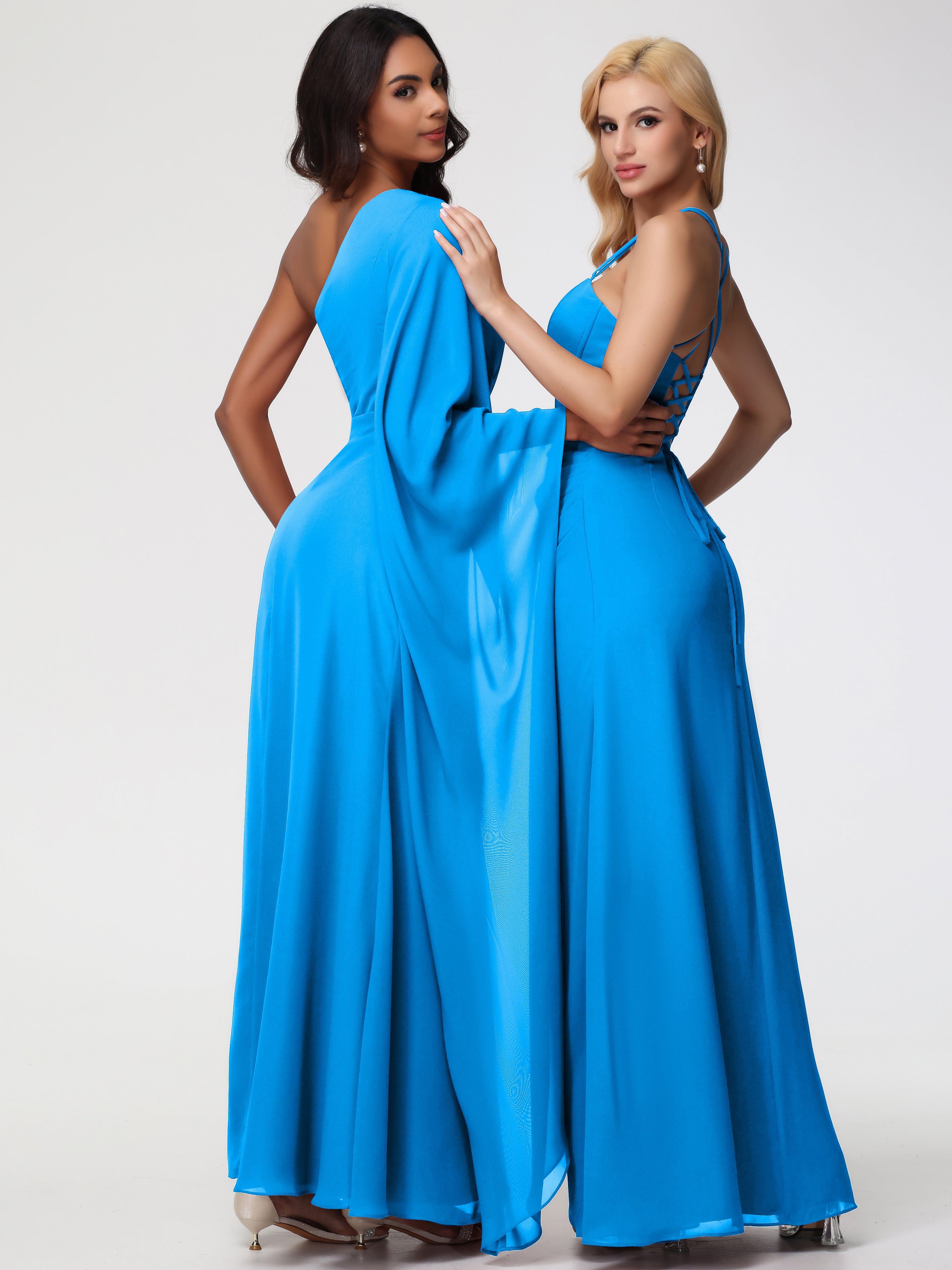 One Shoulder A-Line Pleats Floor-Length Chiffon Bridesmaid Dresses (Copy)