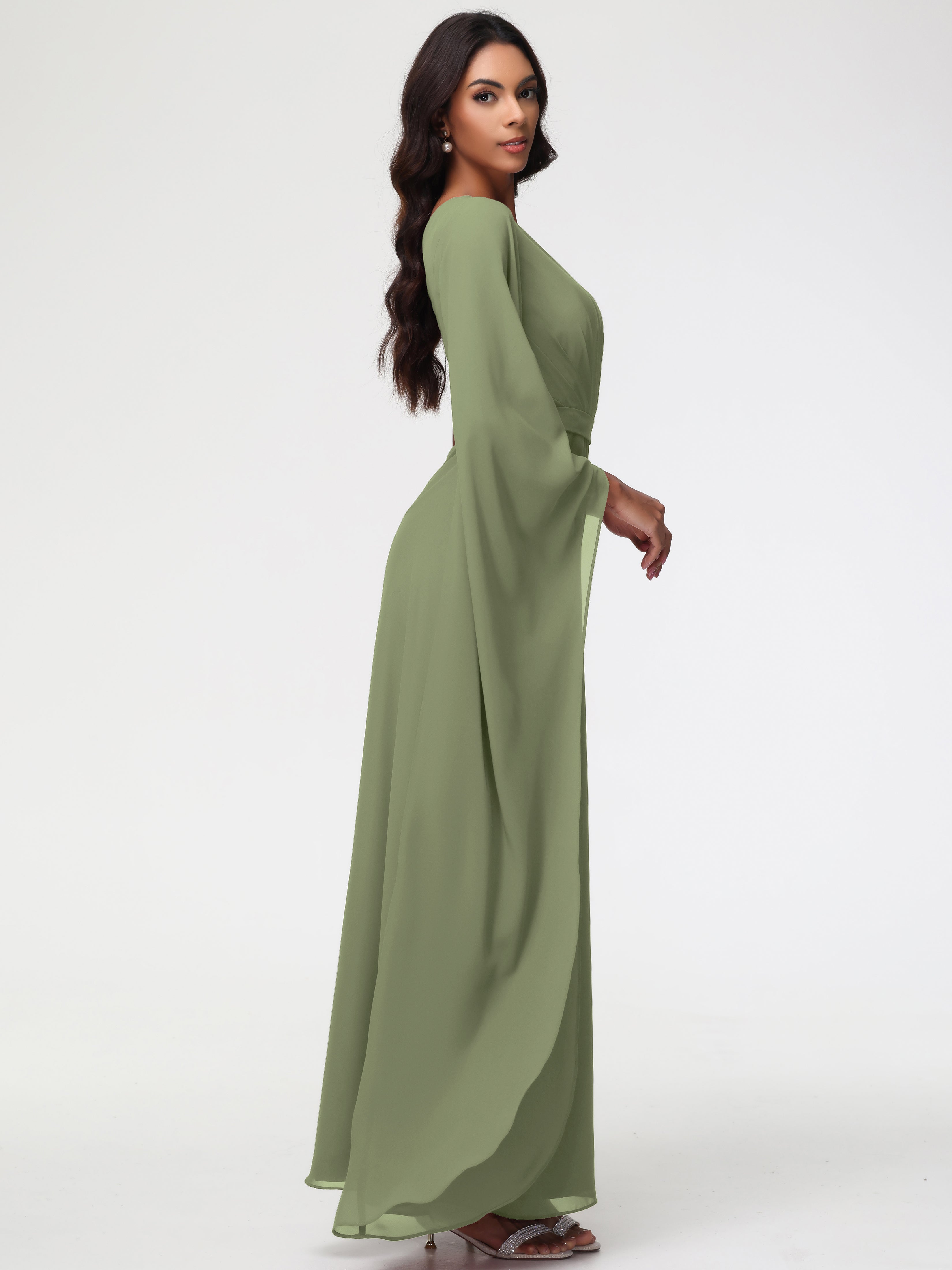 One Shoulder A-Line Pleats Floor-Length Chiffon Bridesmaid Dresses (Copy)