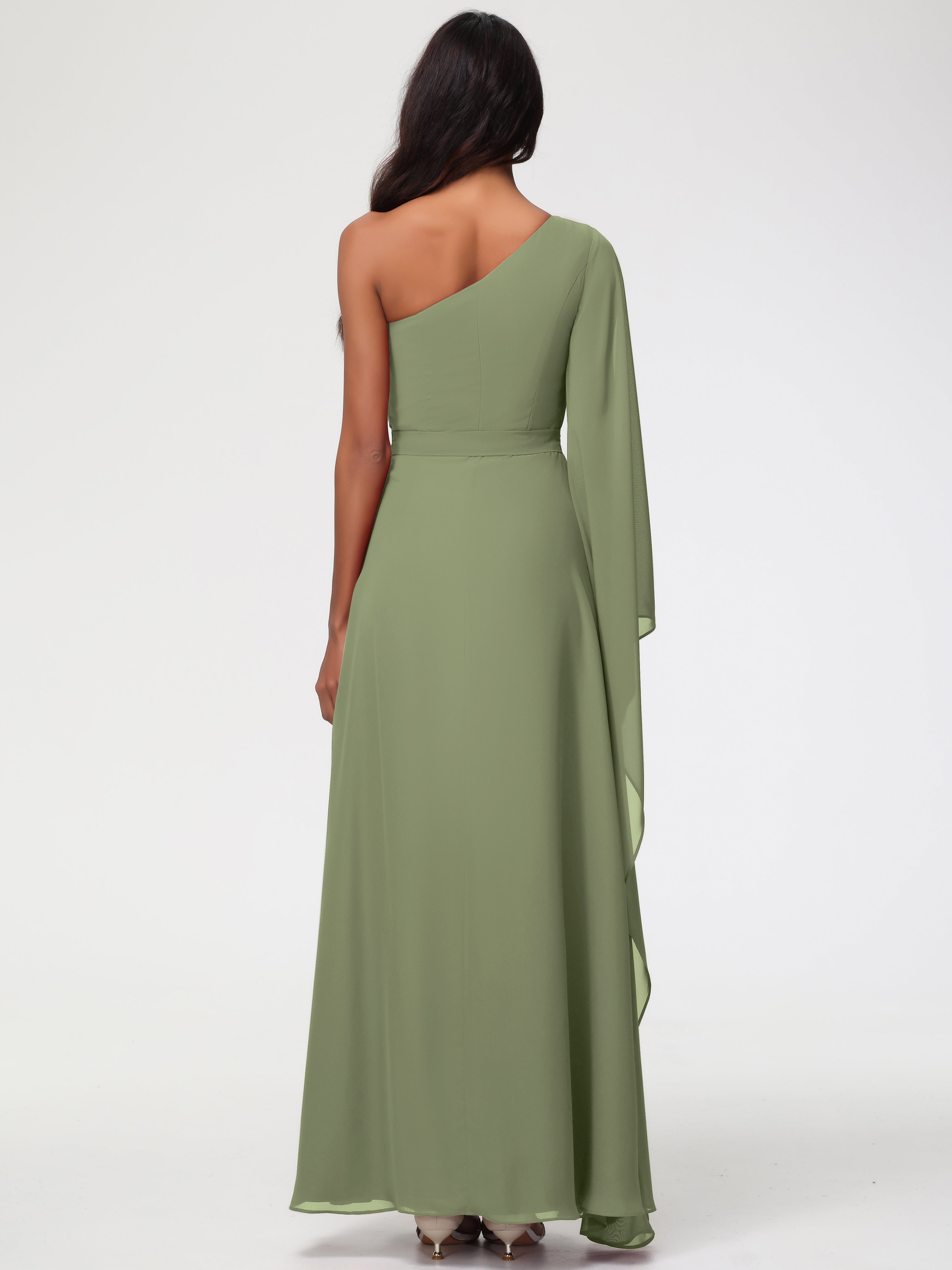 One Shoulder A-Line Pleats Floor-Length Chiffon Bridesmaid Dresses (Copy)