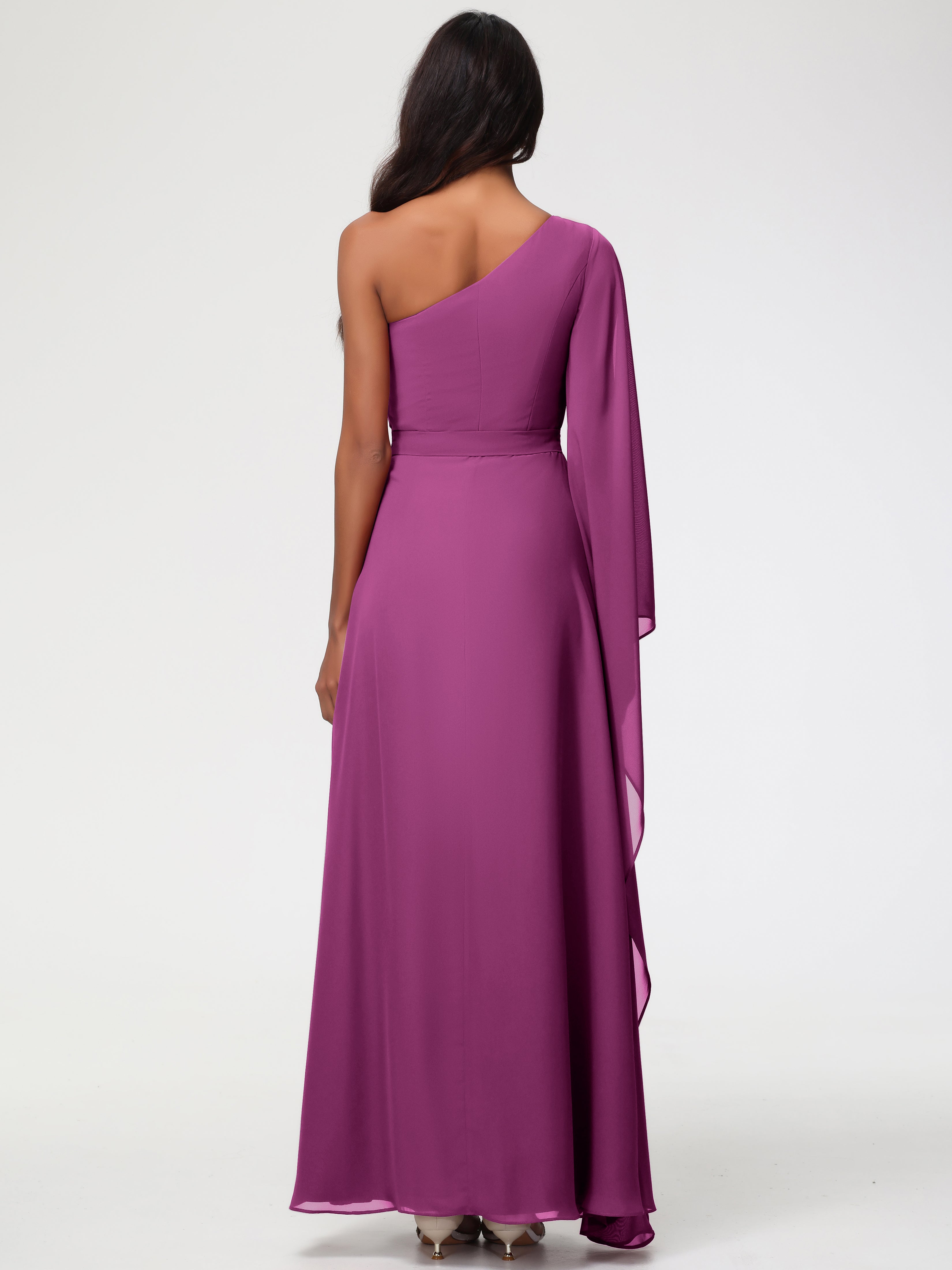 One Shoulder A-Line Pleats Floor-Length Chiffon Bridesmaid Dresses (Copy)