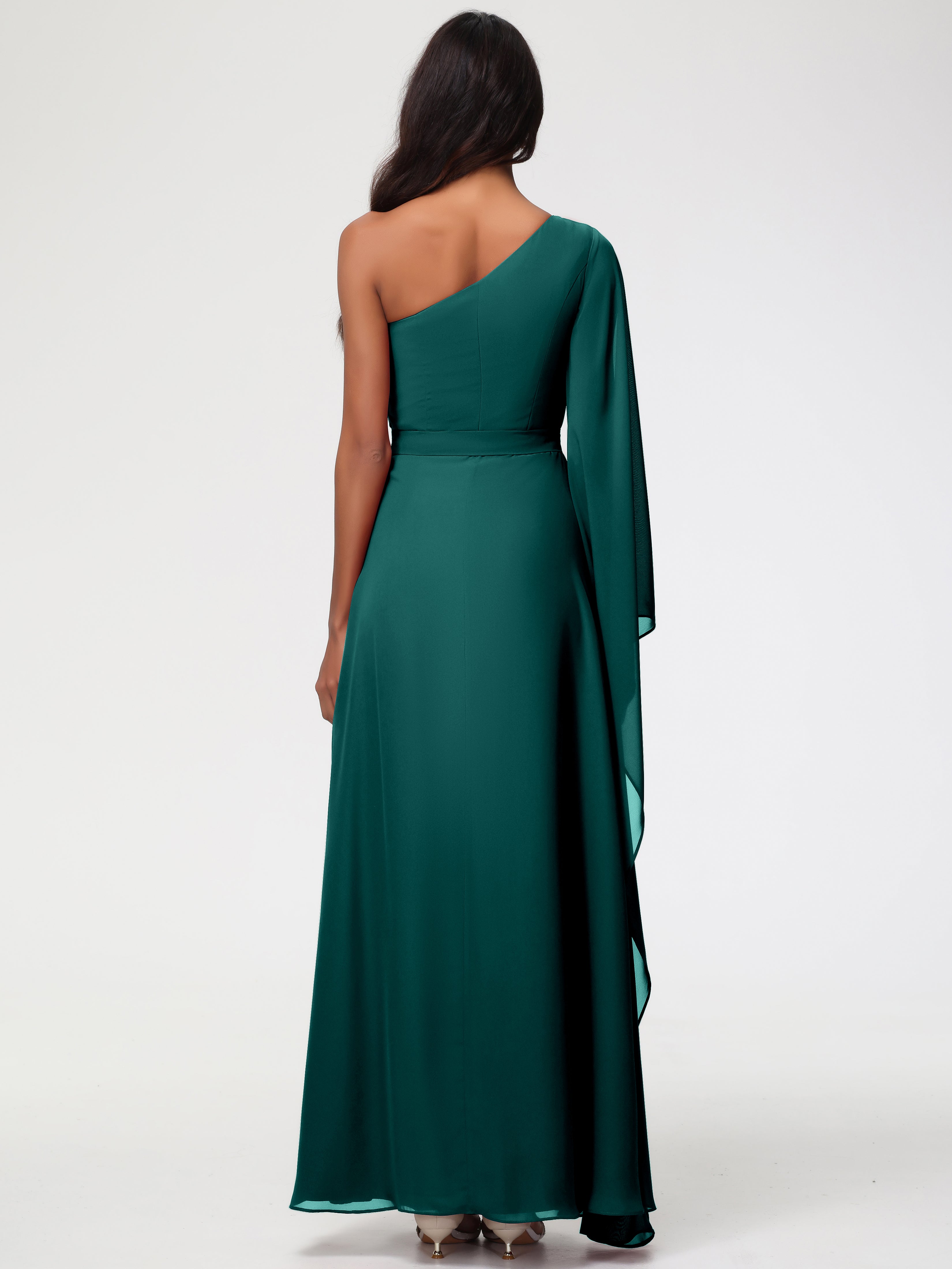 One Shoulder A-Line Pleats Floor-Length Chiffon Bridesmaid Dresses (Copy)