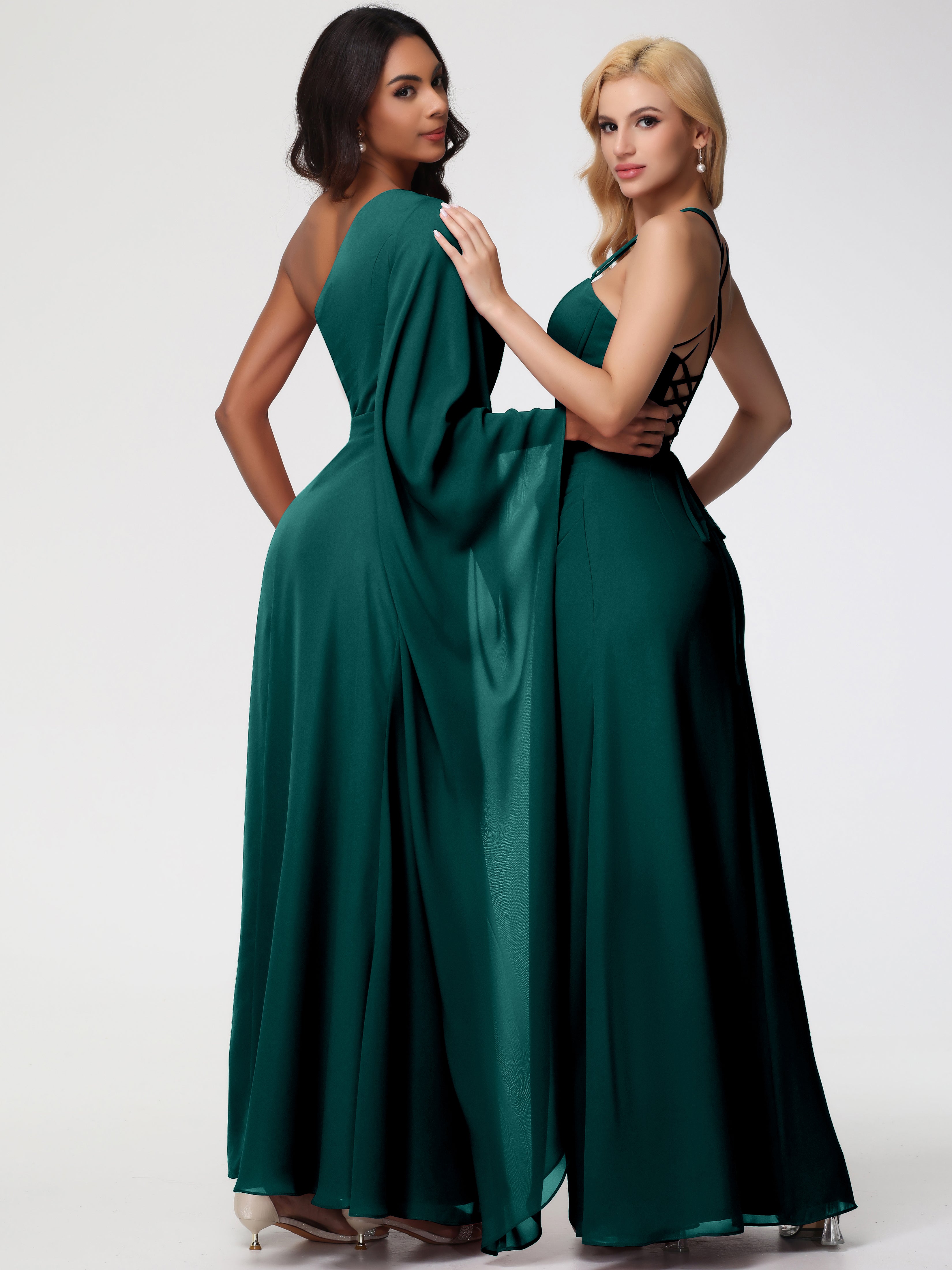 One Shoulder A-Line Pleats Floor-Length Chiffon Bridesmaid Dresses (Copy)