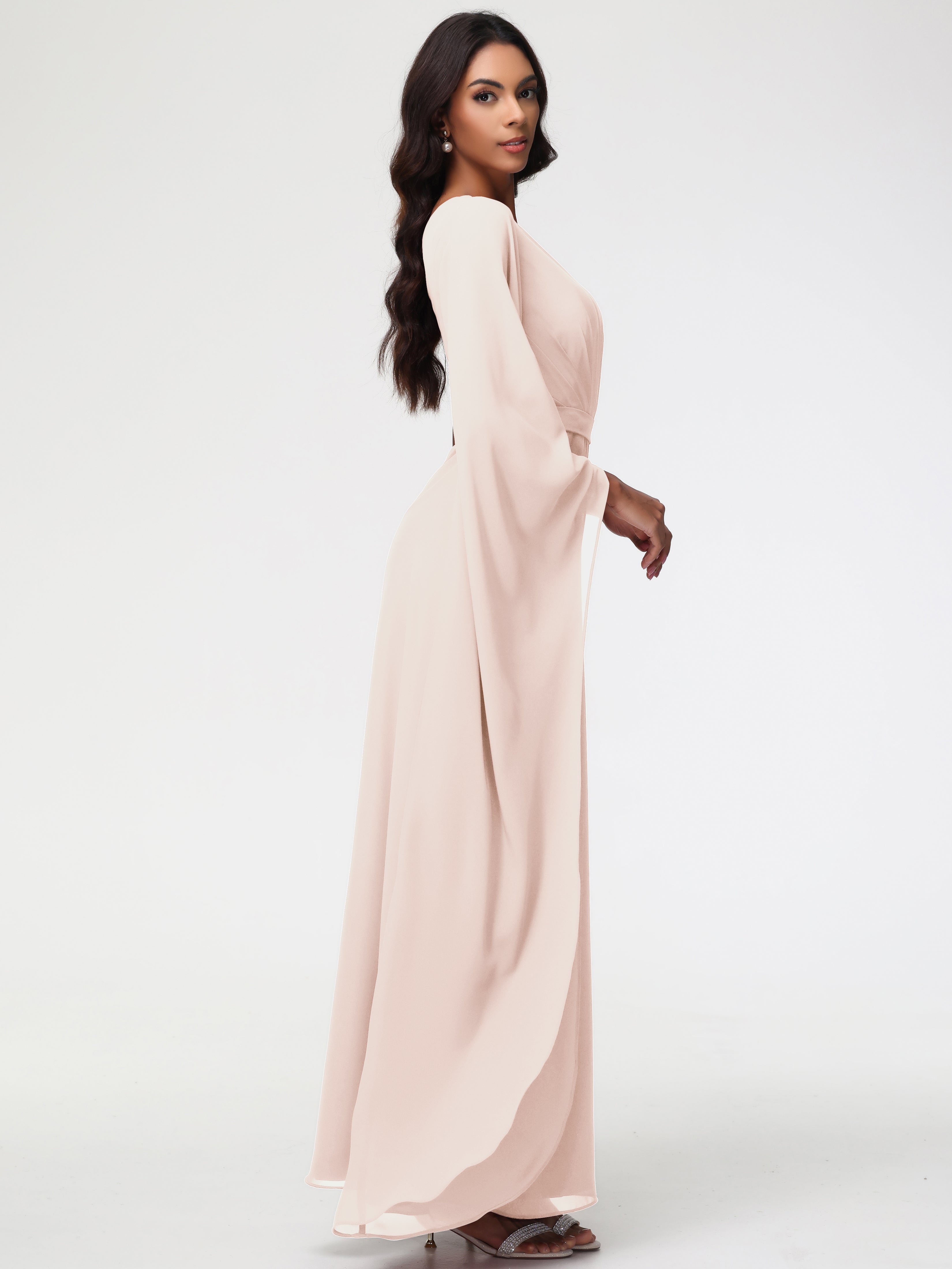 One Shoulder A-Line Pleats Floor-Length Chiffon Bridesmaid Dresses (Copy)